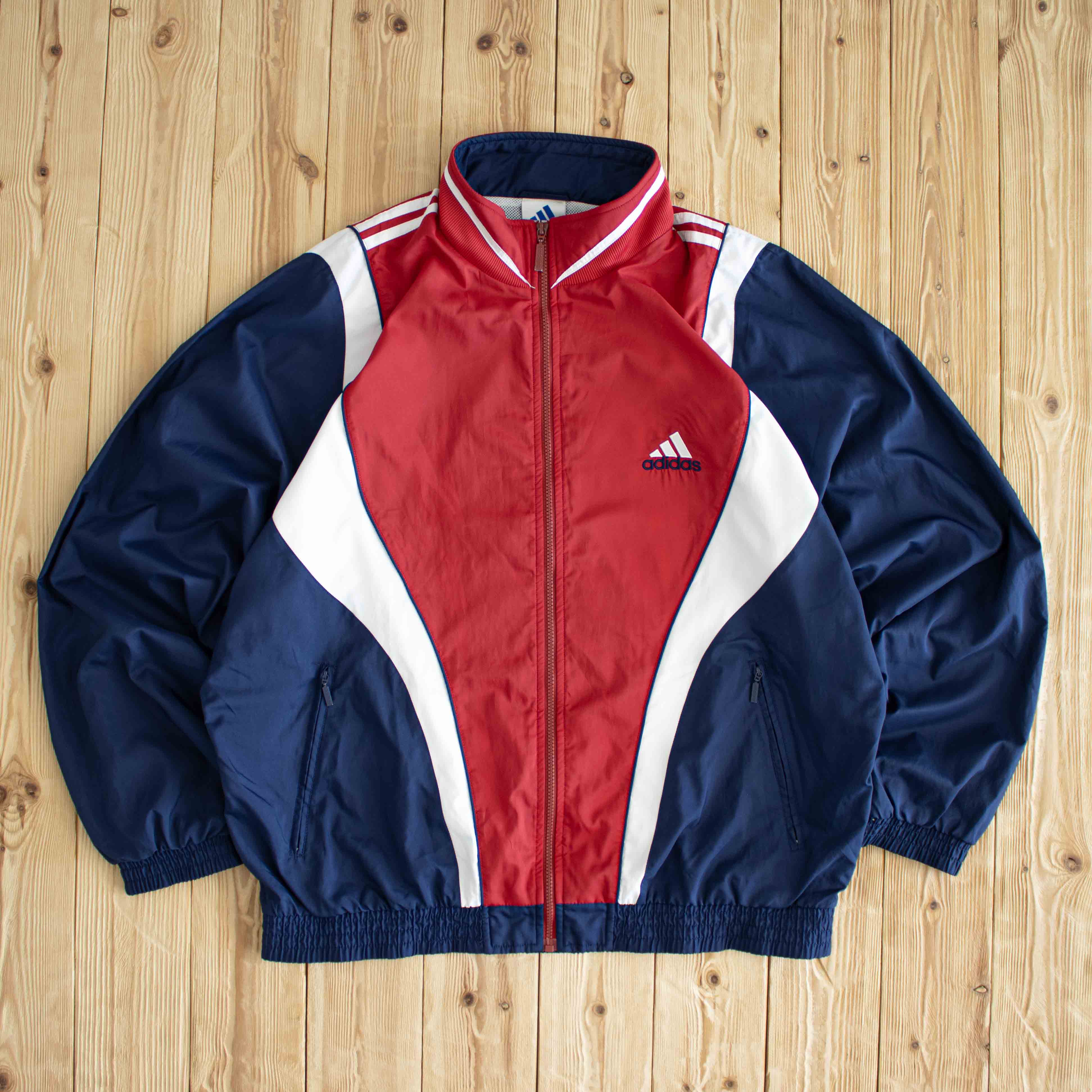 (XL) Adidas Vintage Embroidered Jacket Blue