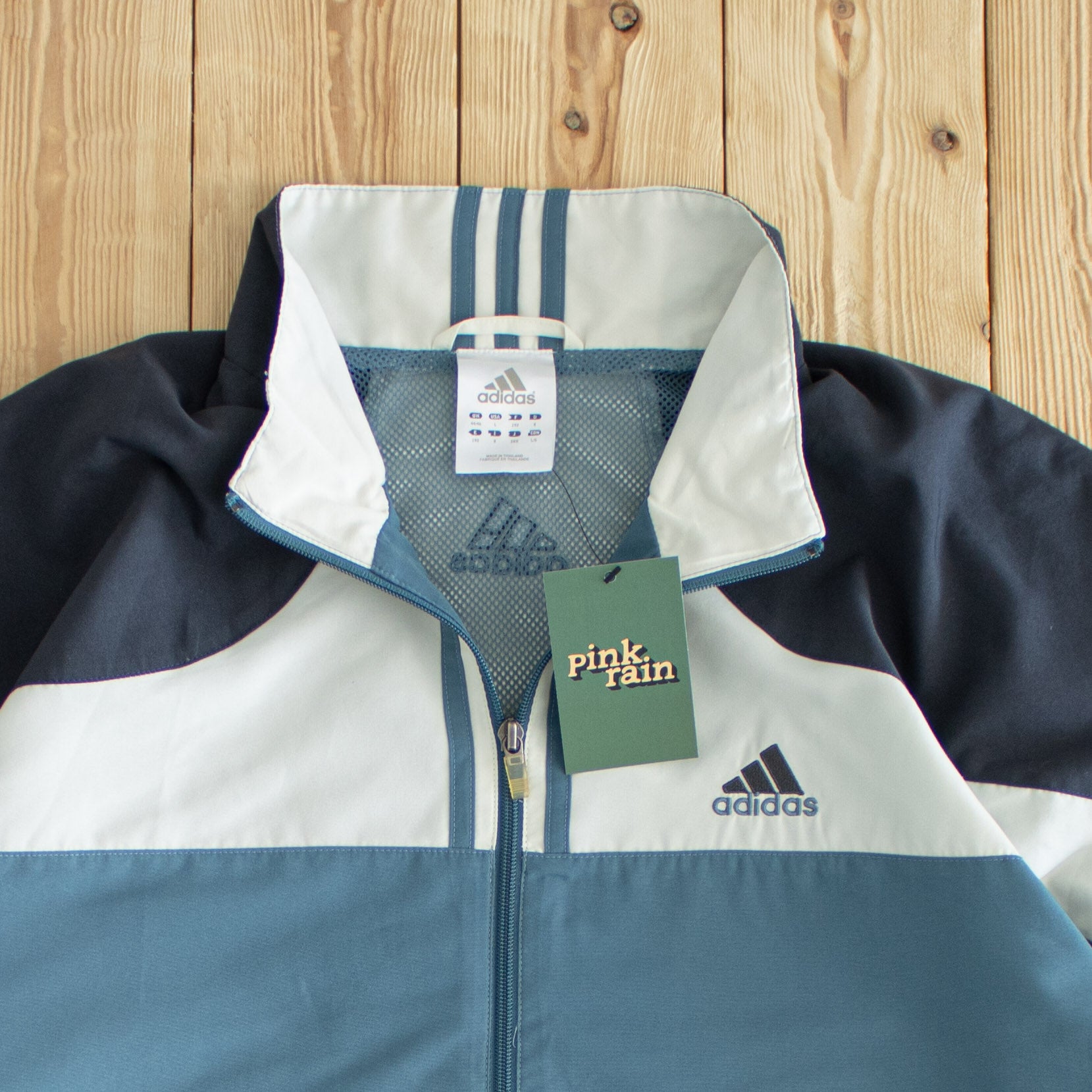 (L/XL) Adidas Vintage Embroidered Jacket Blue