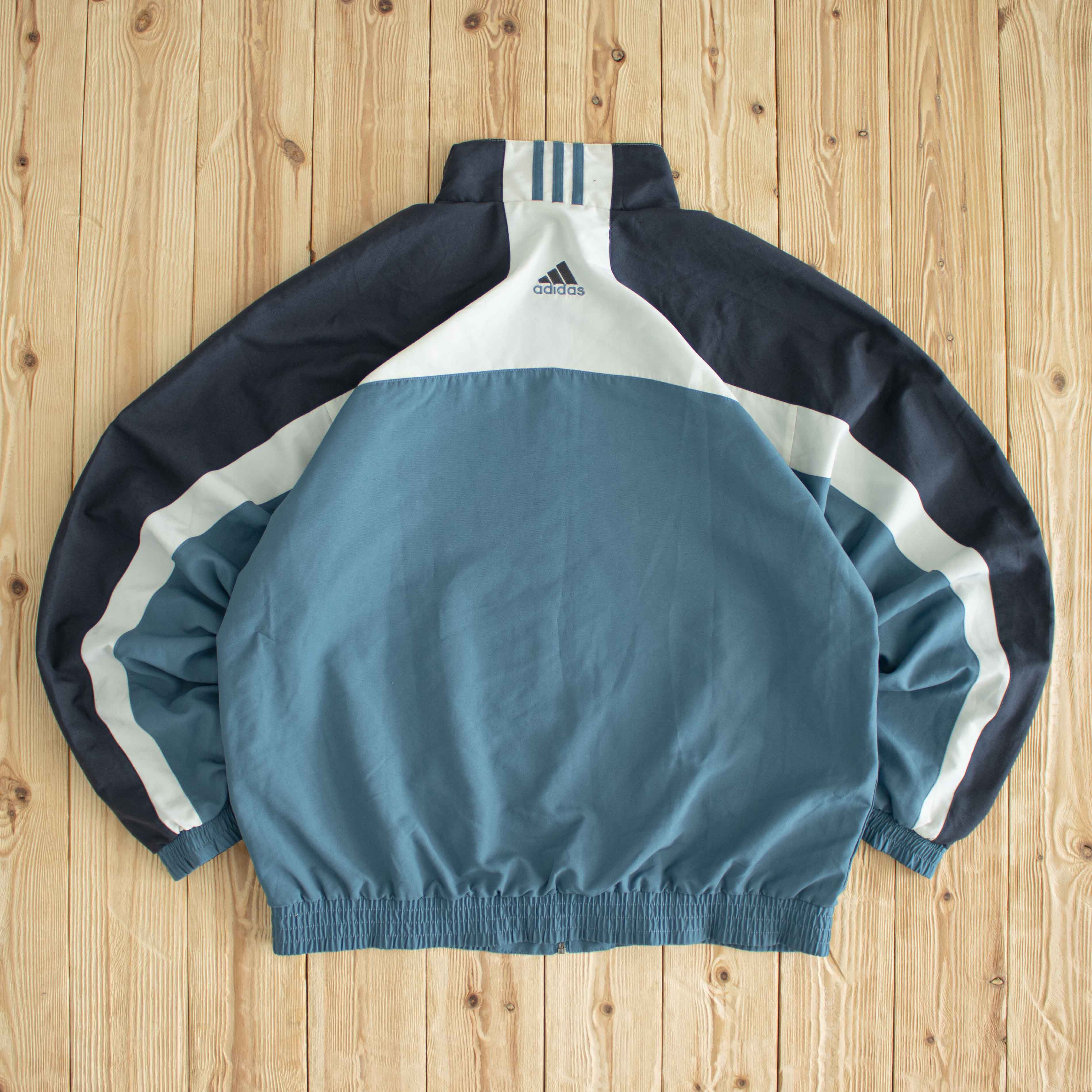 (L/XL) Adidas Vintage Embroidered Jacket Blue