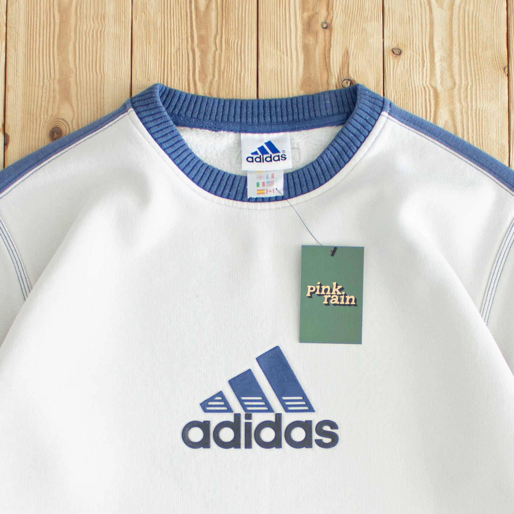 (L/XL) Adidas Logo Vintage Sweatshirt White