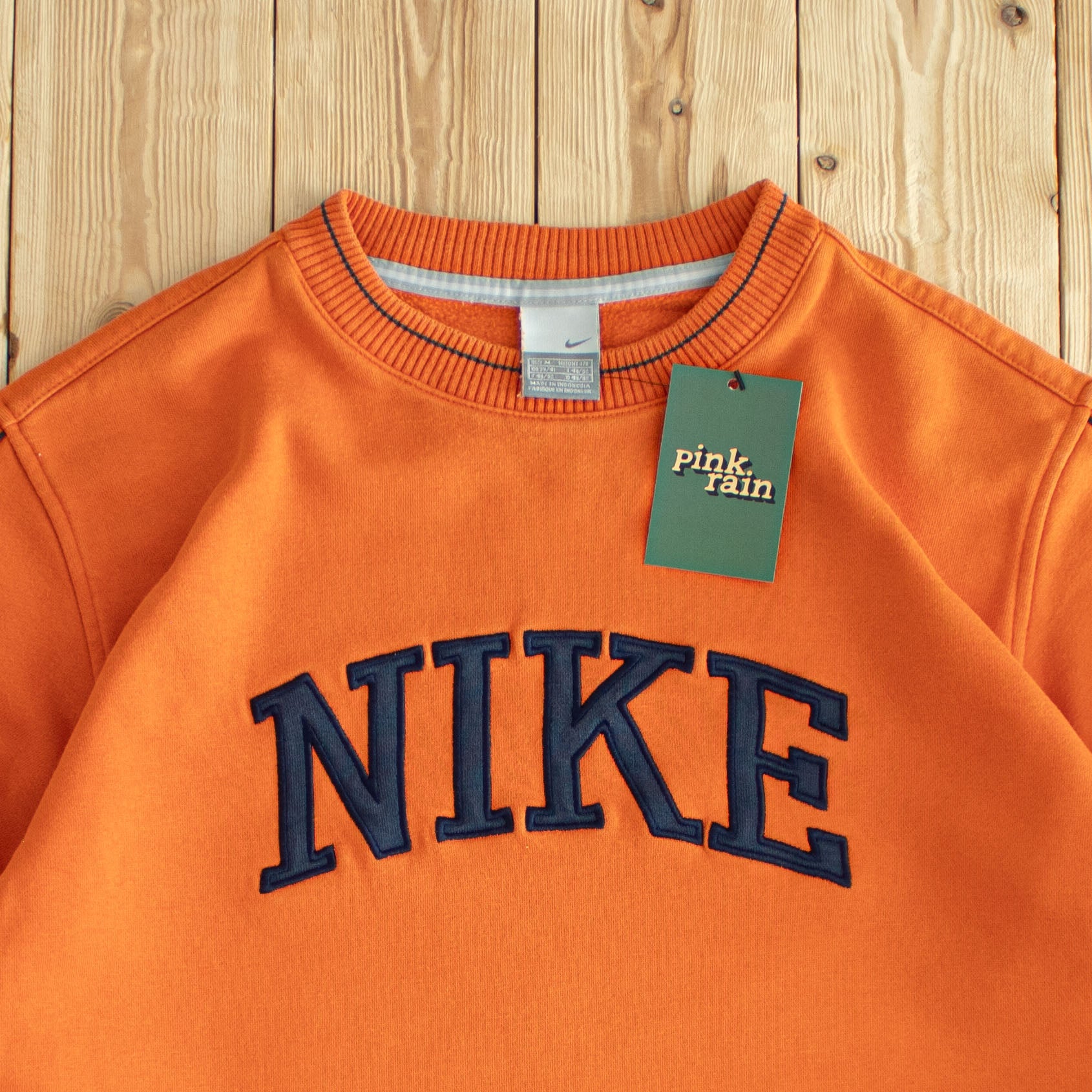 (M/L) Nike Spell Out Vintage Embroidered Sweatshirt Orange