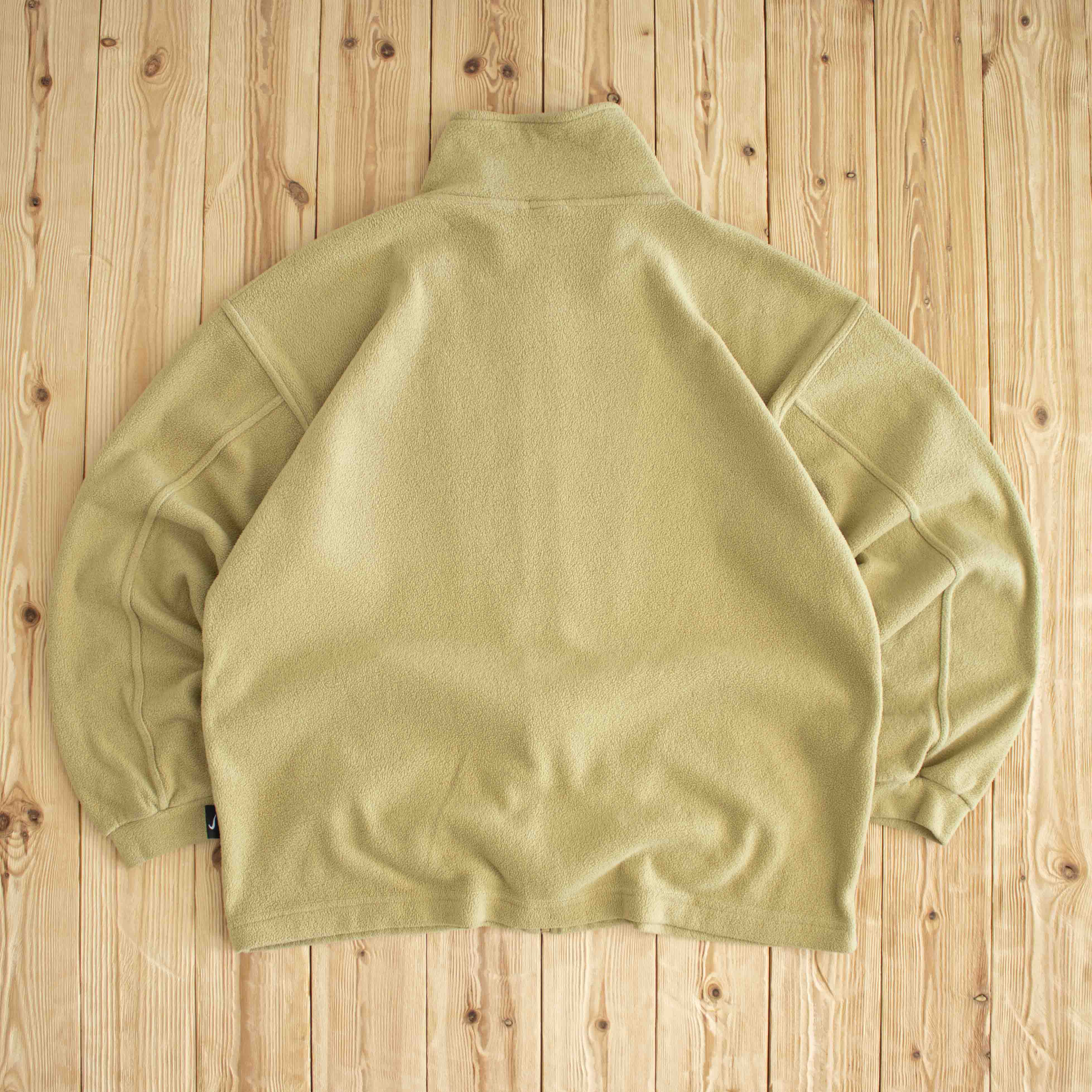 (XL) Nike Vintage Embroidered Fleece Full-Zip Sweatshirt Beige