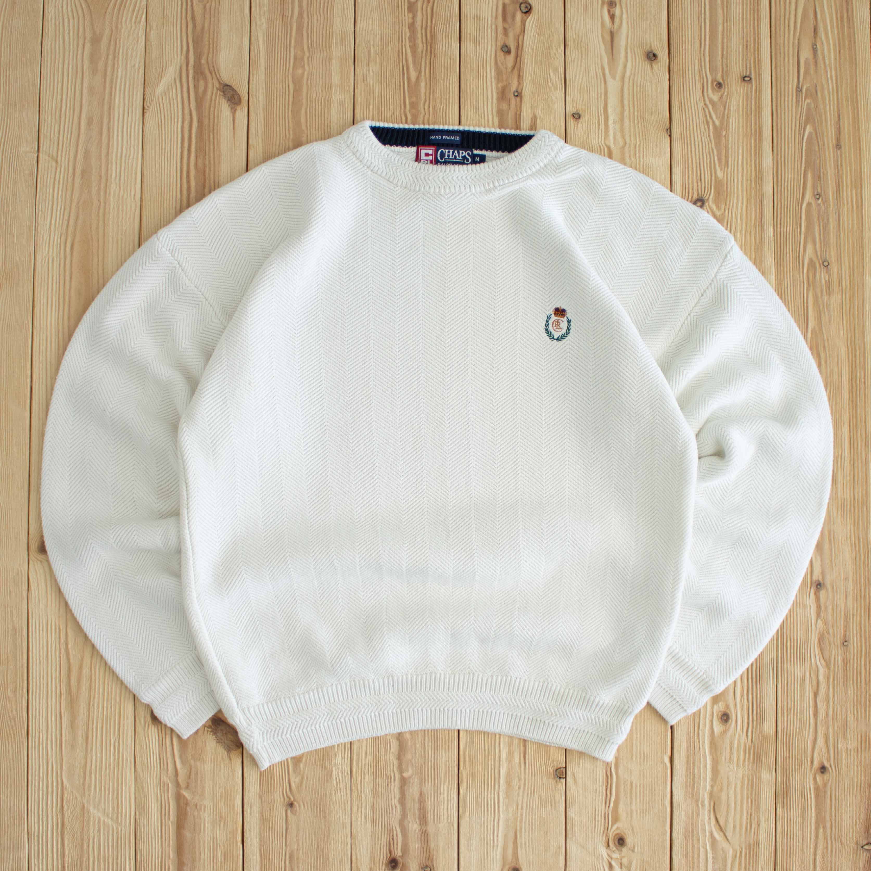 (M) Chaps Ralph Lauren Vintage Embroidered Sweatshirt White
