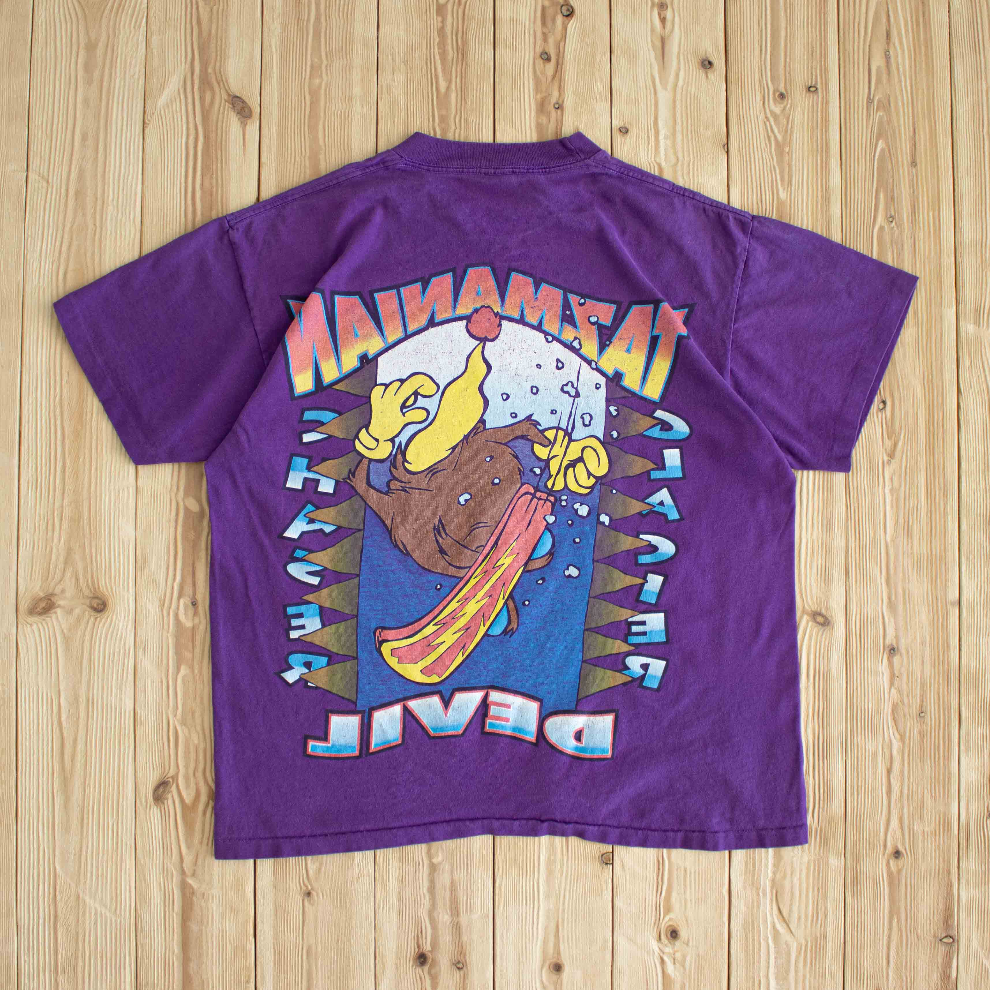 (M) Single Stitch Tazmanian Devil Glacier Chaser Vintage T-Shirt Purple