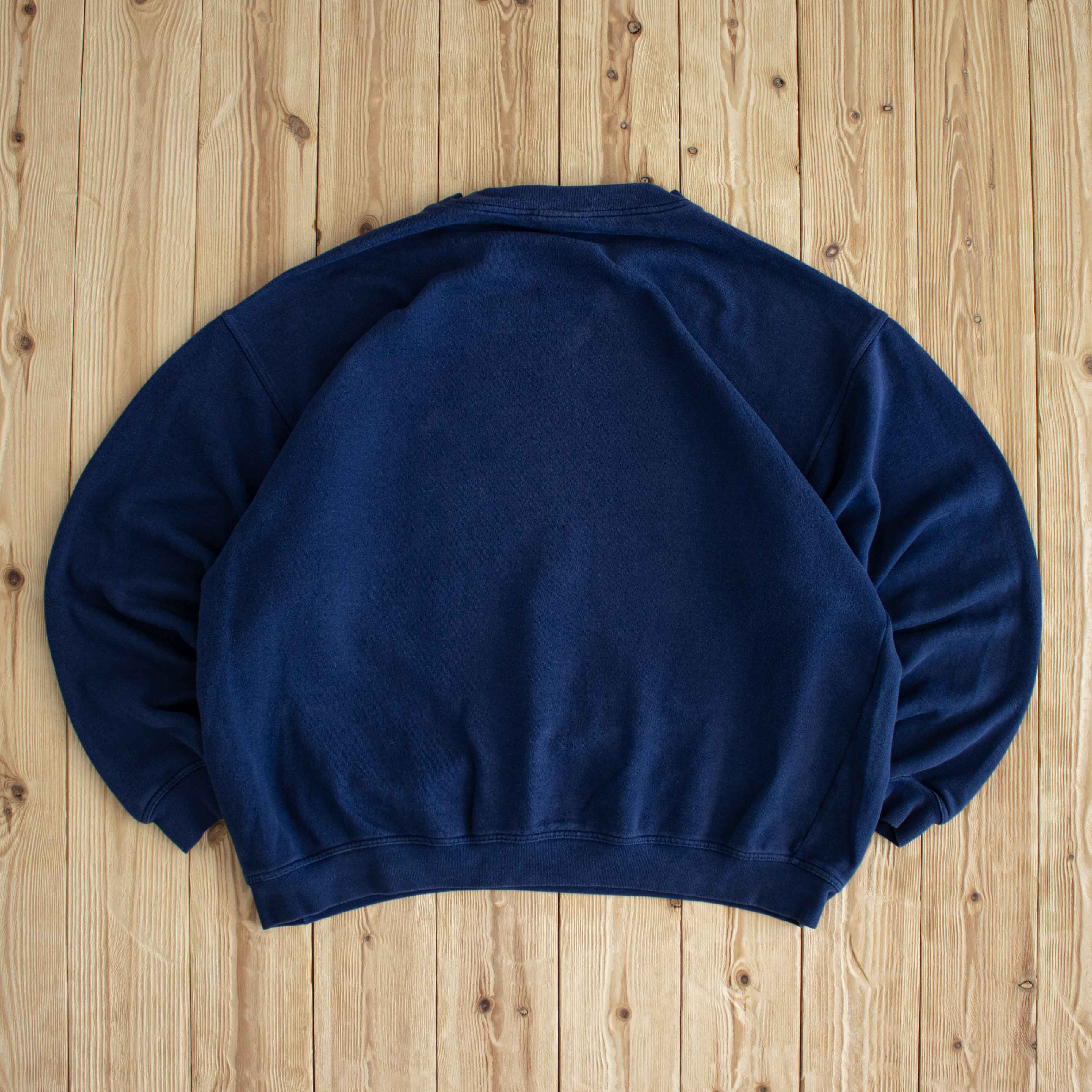 (XL) Adidas Essential Vintage Embroidered Sweatshirt Blue