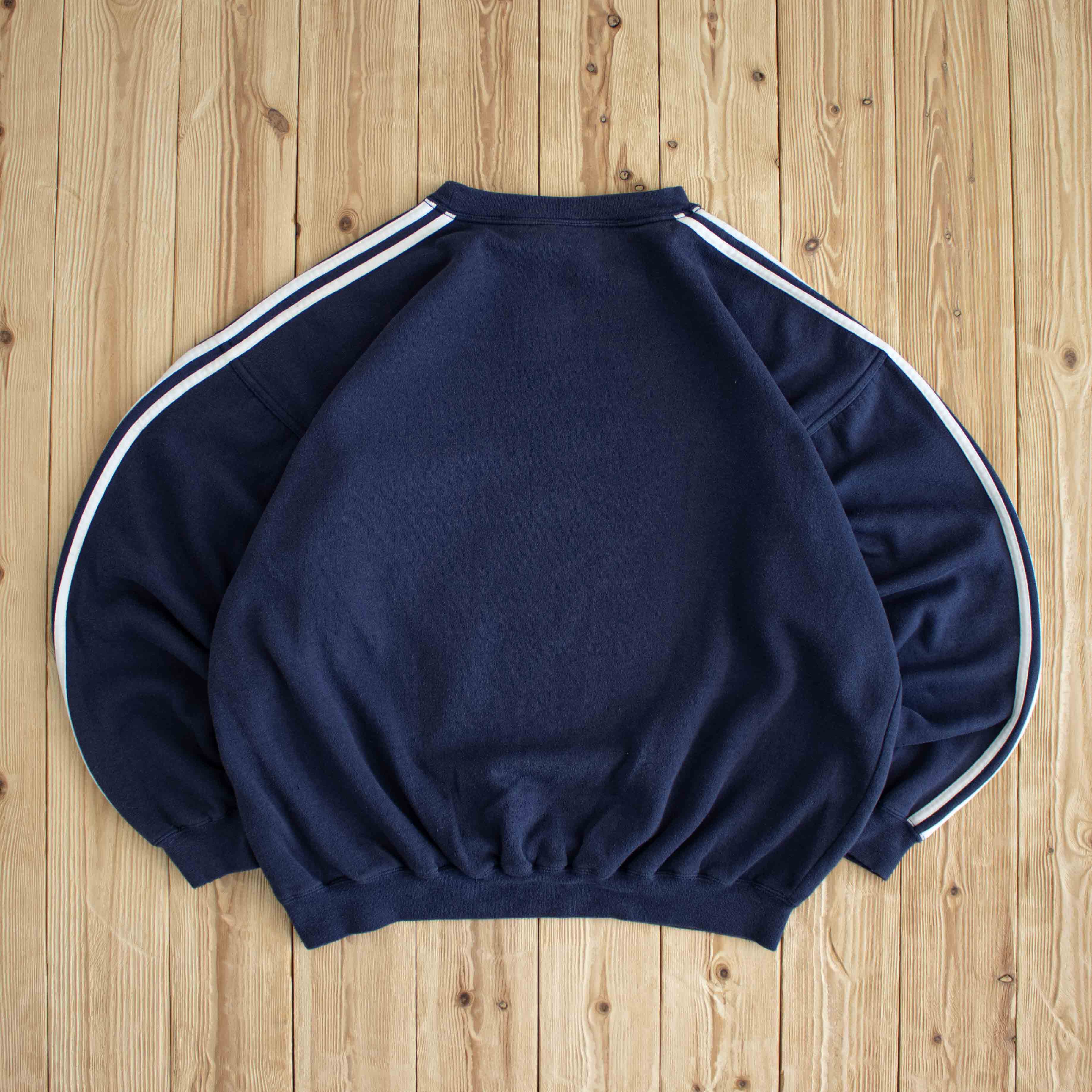 (XL) Adidas Essential Vintage Embroidered Sweatshirt Blue