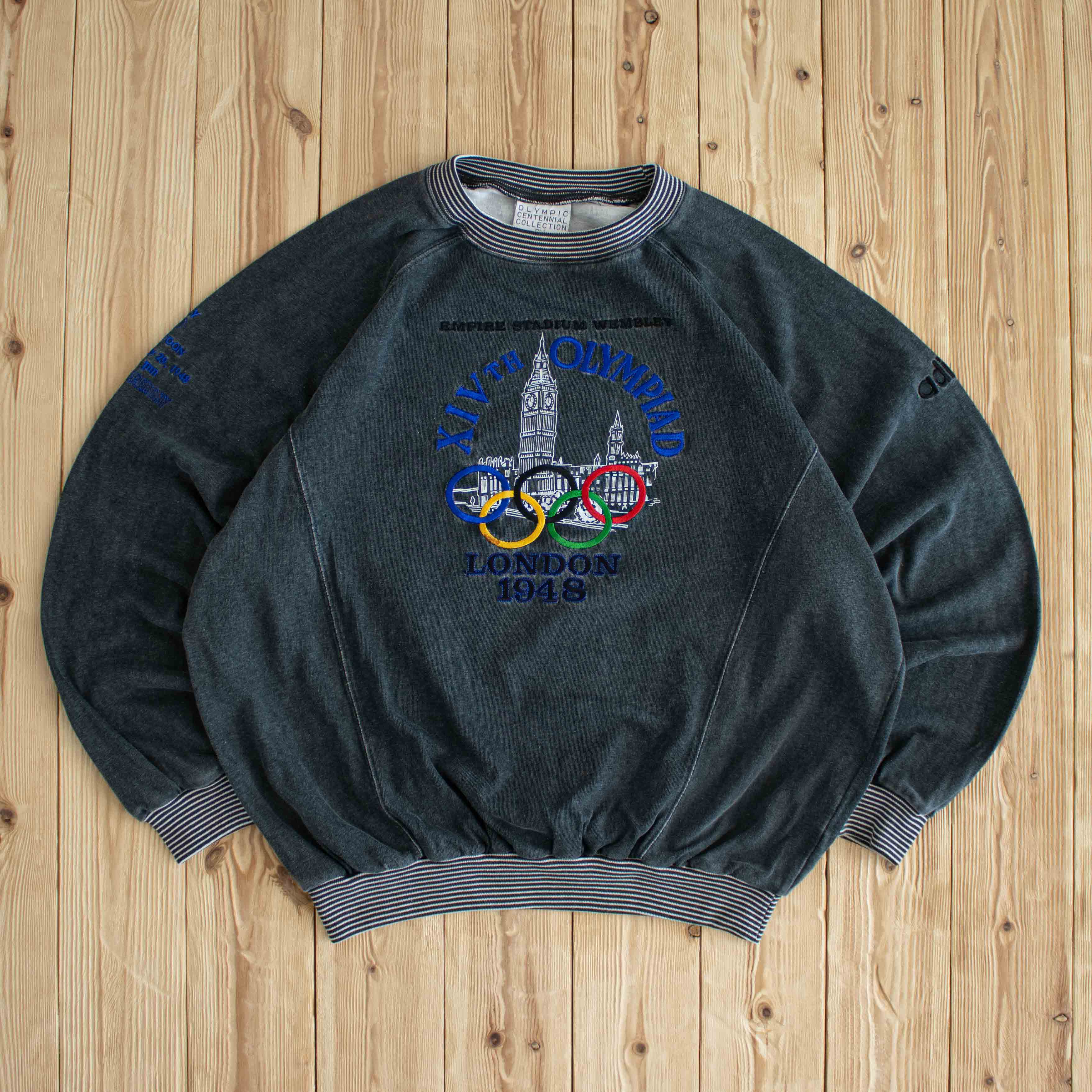 (M) Adidas 1948 London Olympics Vintage Embroidered Sweatshirt Gray