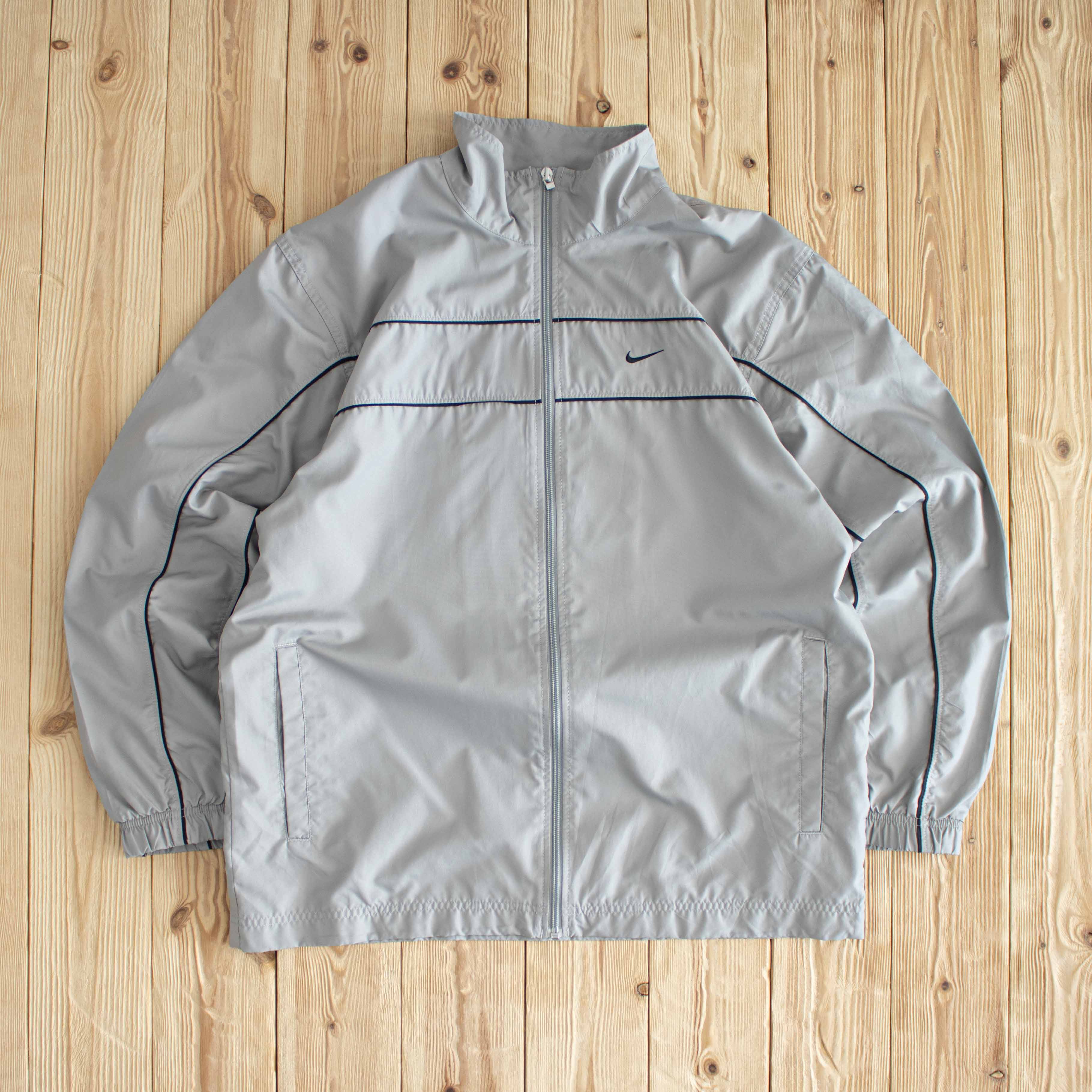 (M/L) Nike Swoosh Vintage Embroidered Jacket Gray