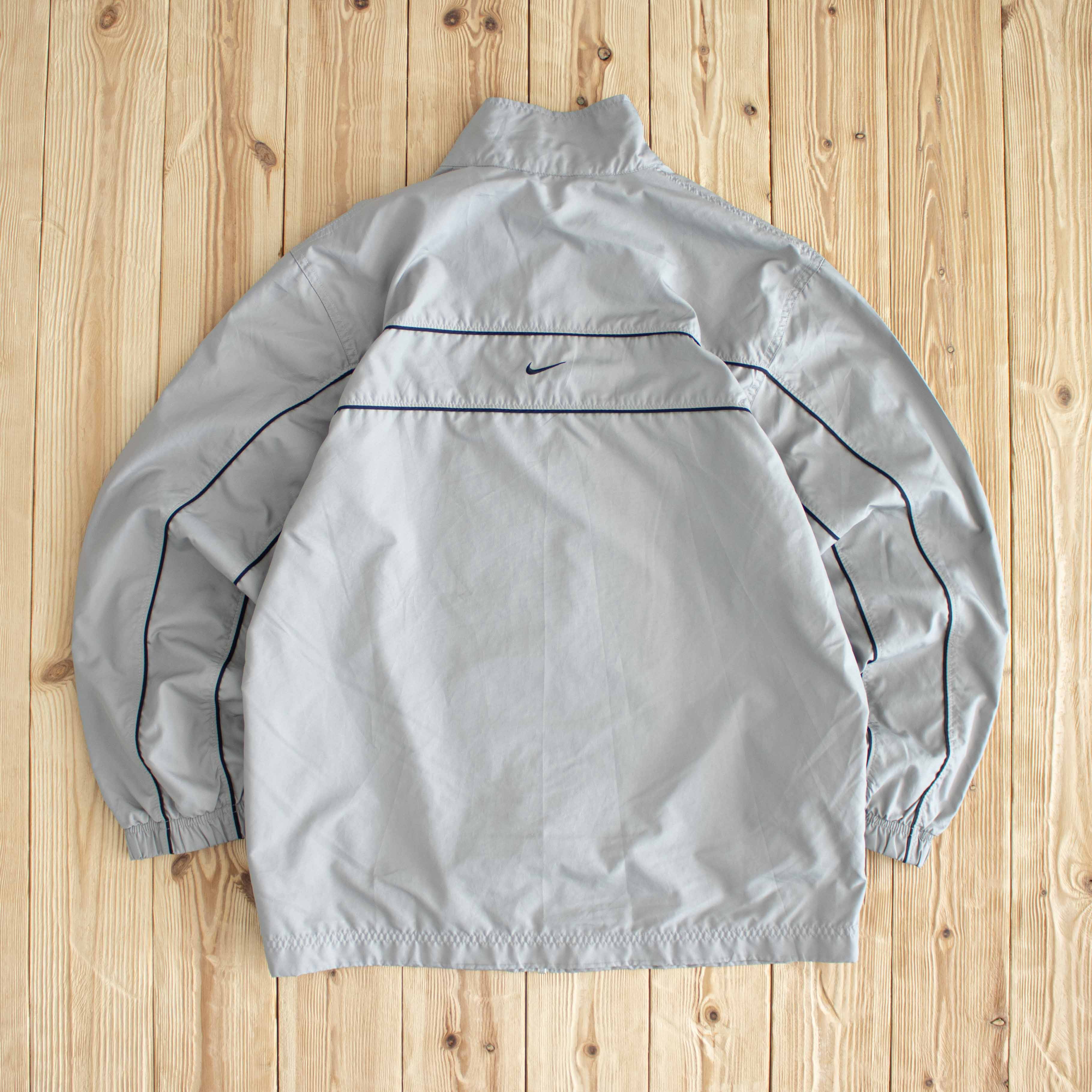 (M/L) Nike Swoosh Vintage Embroidered Jacket Gray