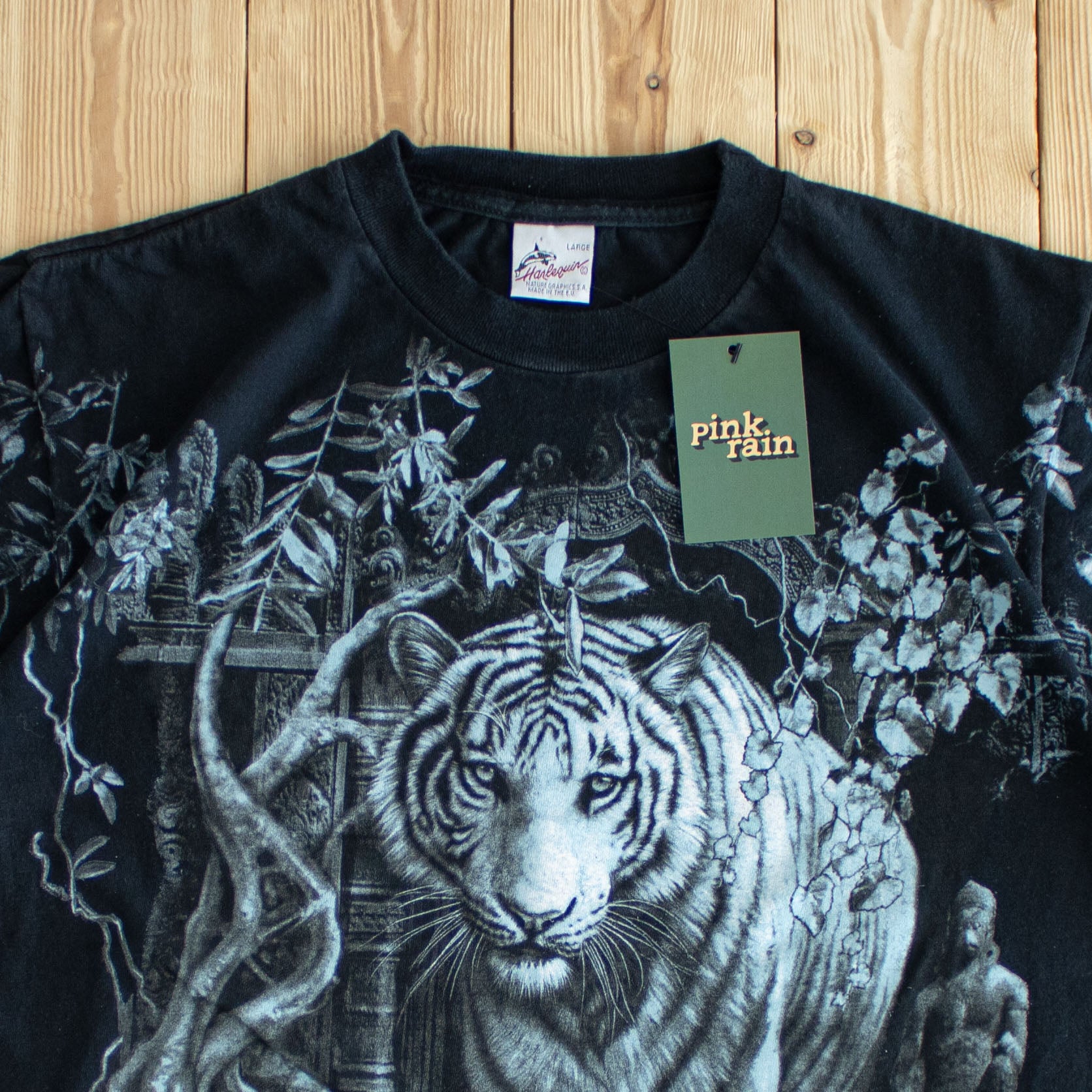 (M) 1996 Harlequin Tiger Vintage T-Shirt Black