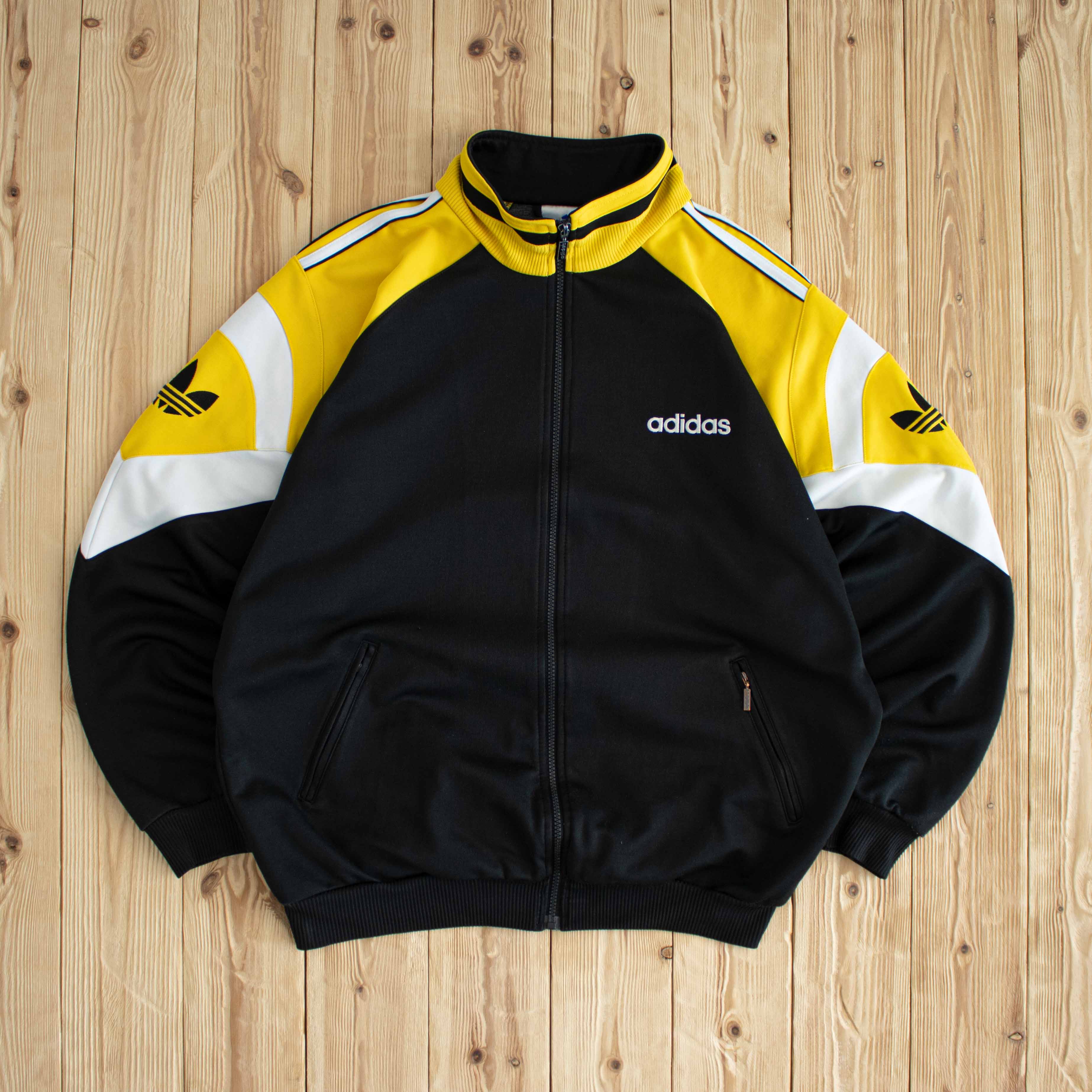 (L) Adidas Vintage Embroidered Full-Zip Sweatshirt Black