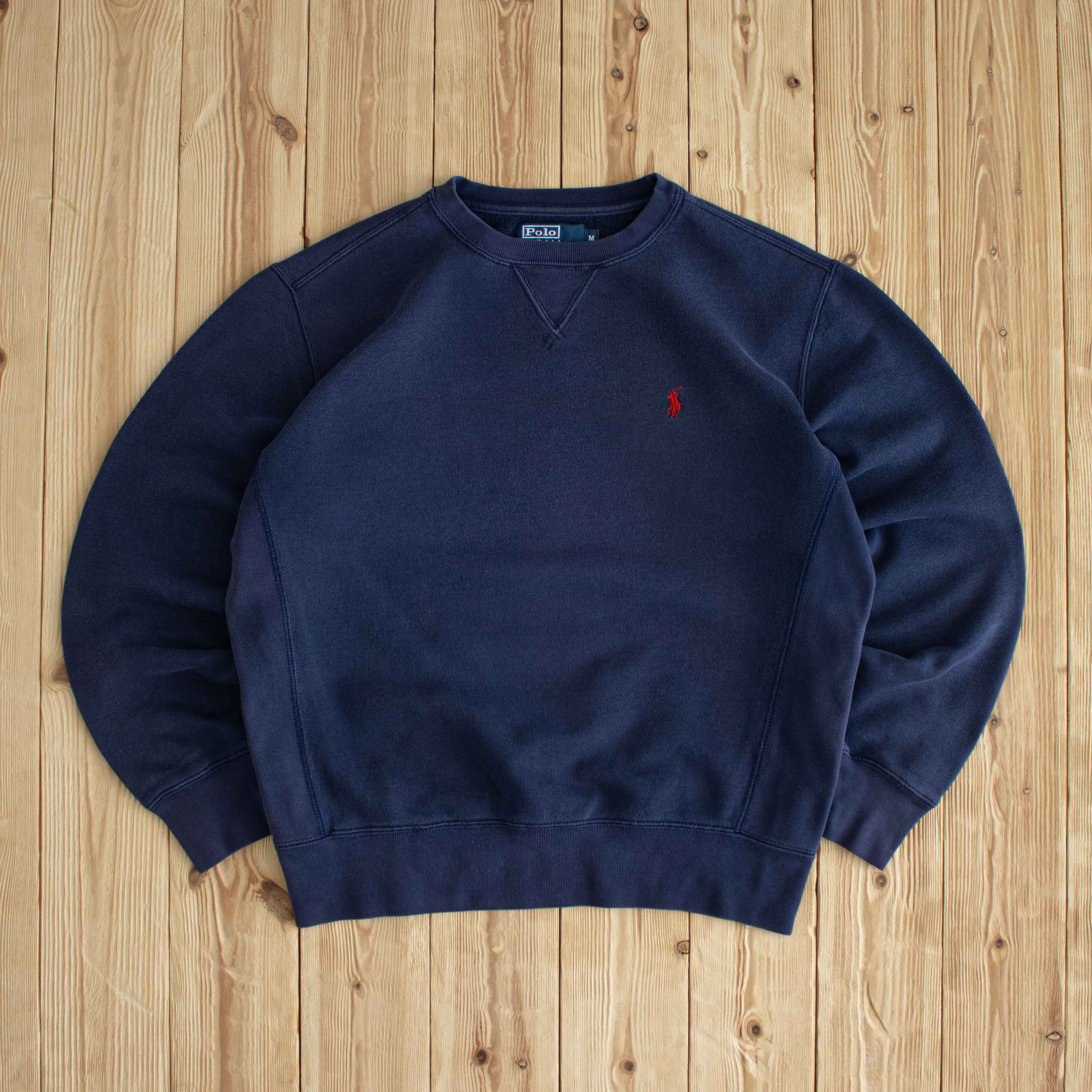 (S/M) Ralph Lauren Polo Vintage Embroidered Sweatshirt Blue