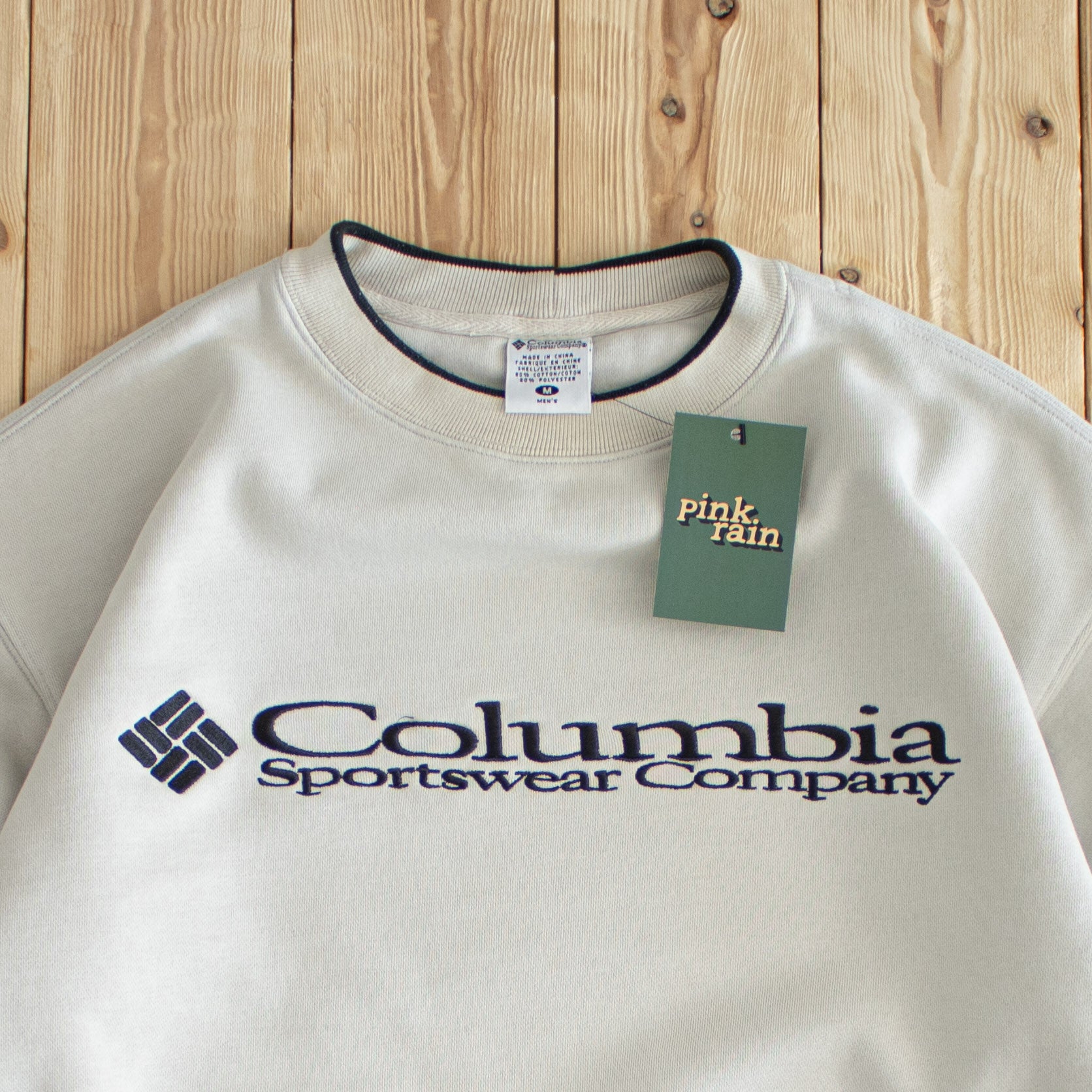 (M) Columbia Vintage Embroidered Sweatshirt Beige