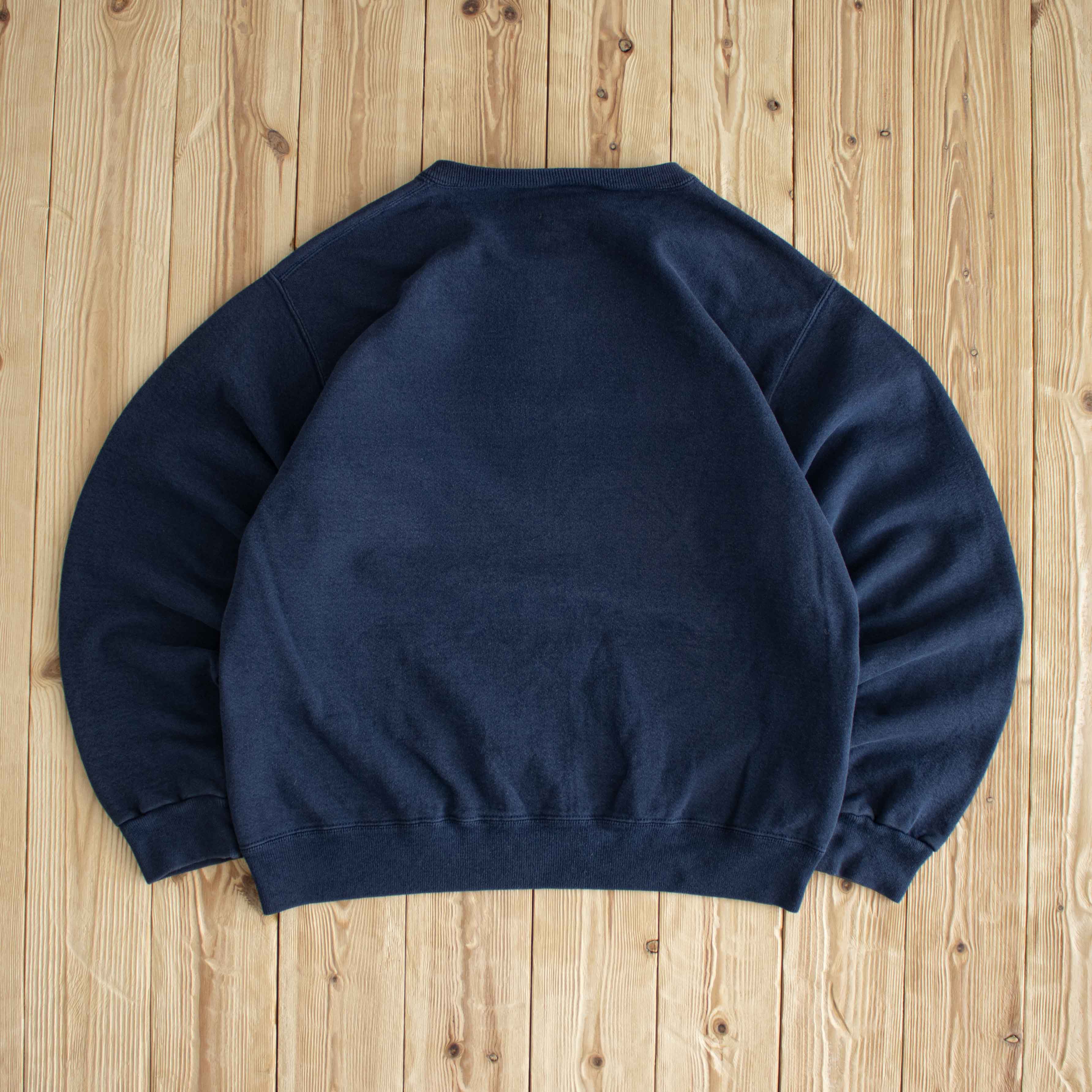 (M) Champion Spell Out Vintage Embroidered Sweatshirt Blue
