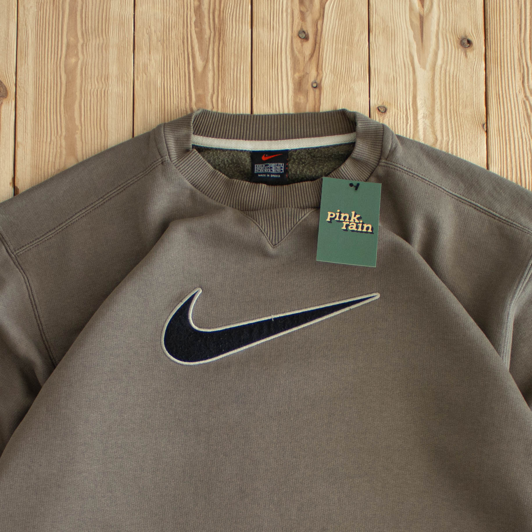(M) Nike Swoosh Vintage Embroidered Sweatshirt Brown