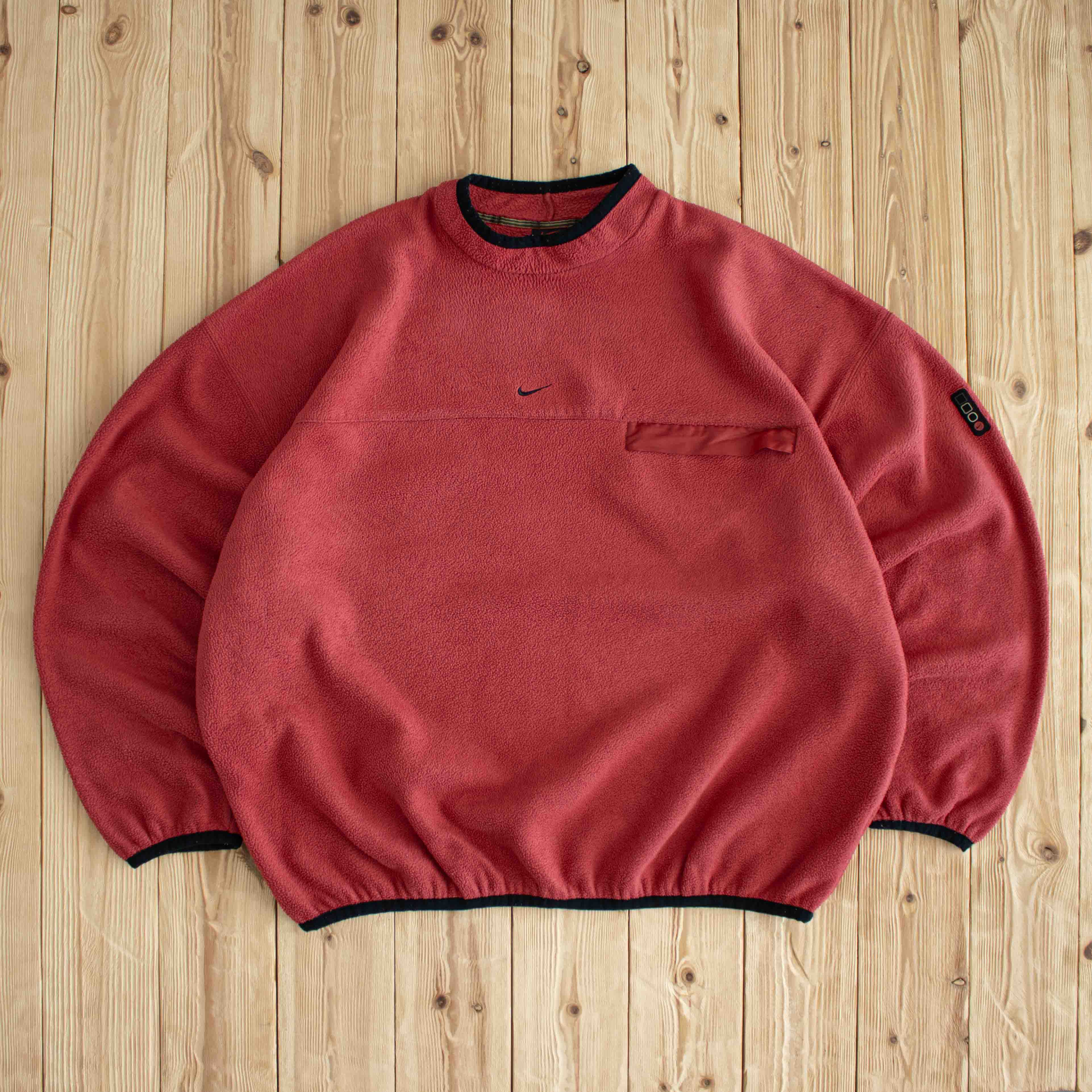 (XL) Nike Center Swoosh Vintage Embroidered Fleece Sweatshirt Red