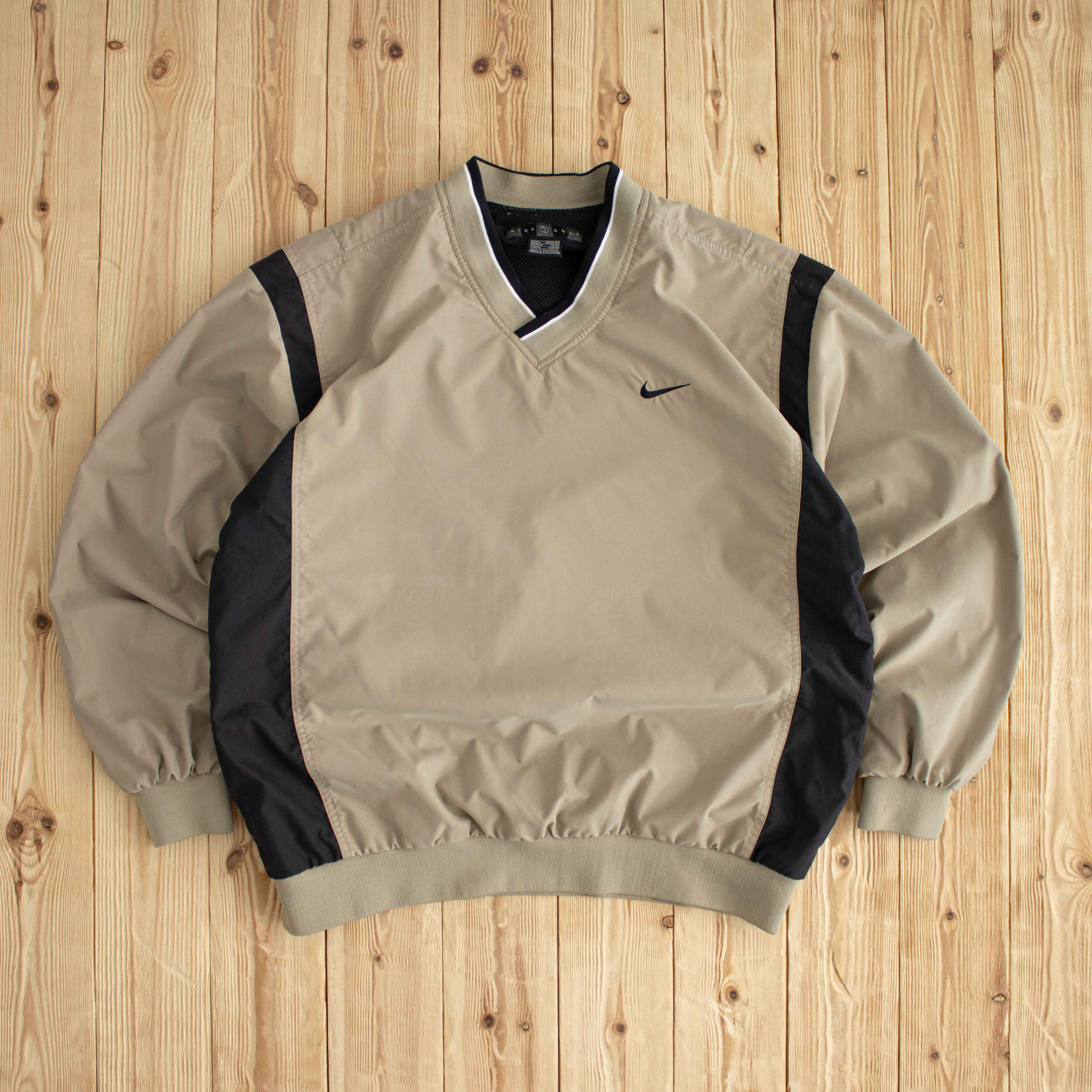 (L/XL) Nike Golf Vintage Embroidered Windbreaker/Sweatshirt Beige