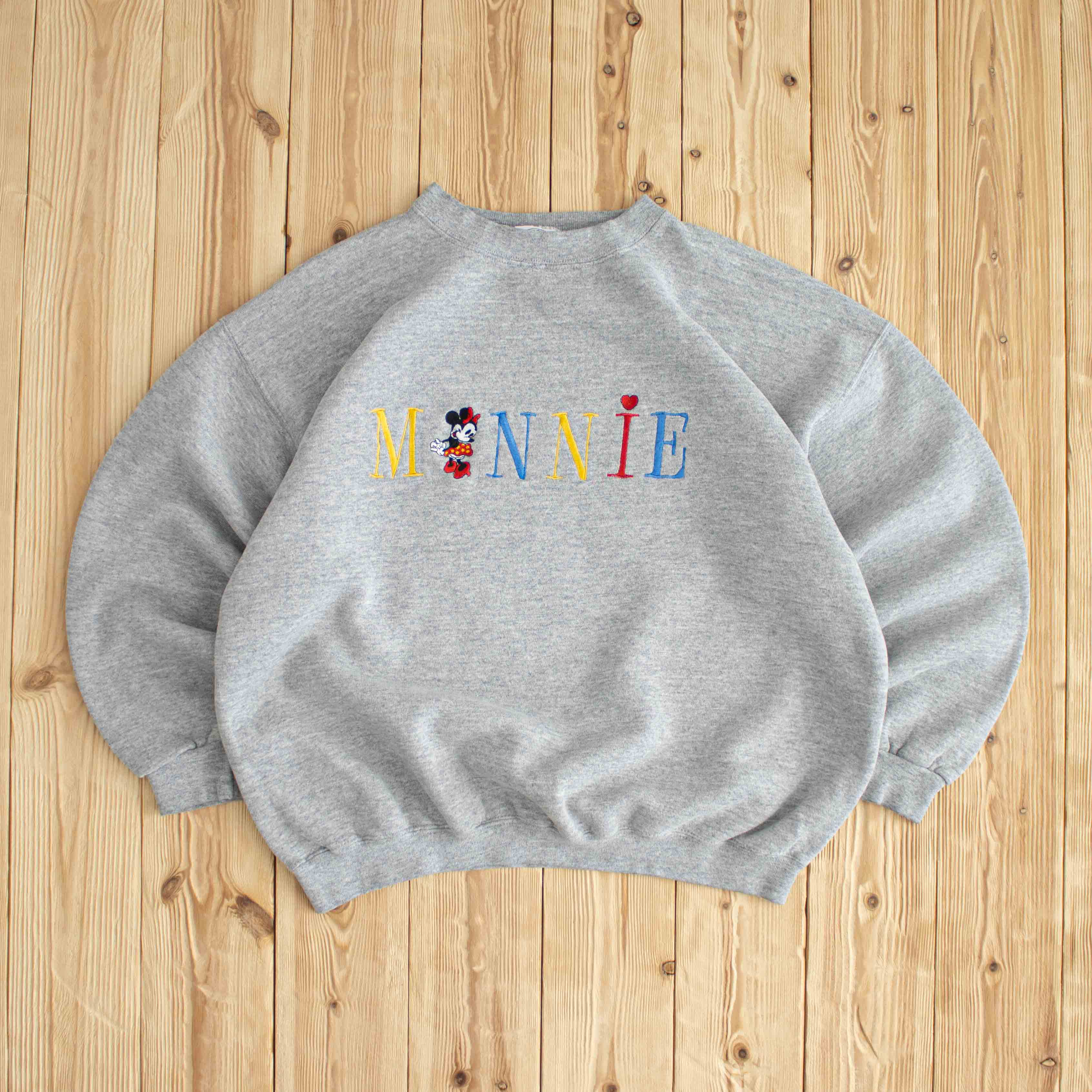 (S) Mickey & Co. Minnie Vintage Embroidered Sweatshirt Gray