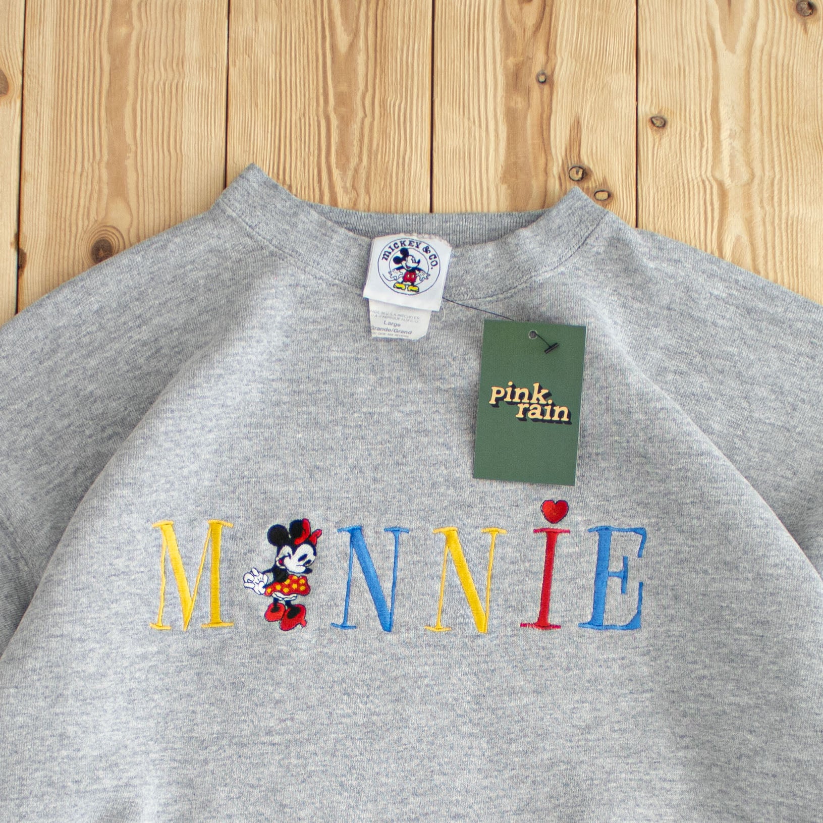 (S) Mickey & Co. Minnie Vintage Embroidered Sweatshirt Gray
