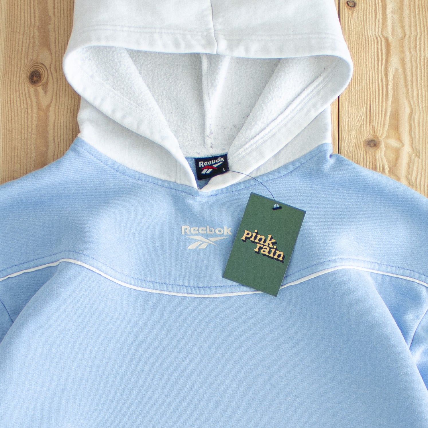 (S/M) Reebok Center Logo Vintage Hoodie Blue