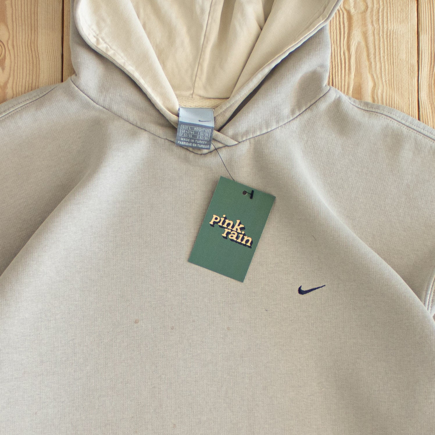 (XL) Nike Vintage Essential Embroidered Hoodie Beige