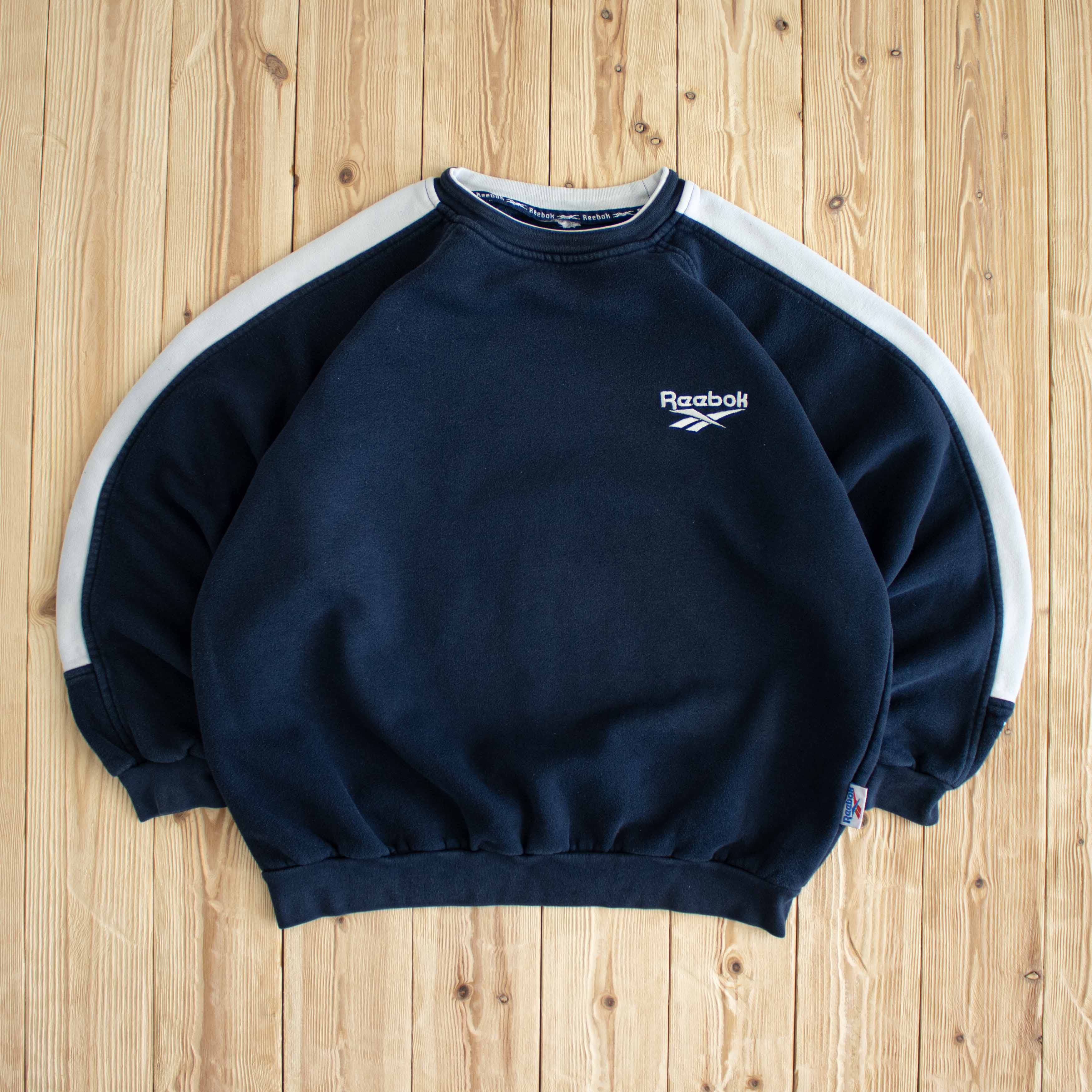 (M) Reebok Logo Vintage Embroidered Sweatshirt Blue