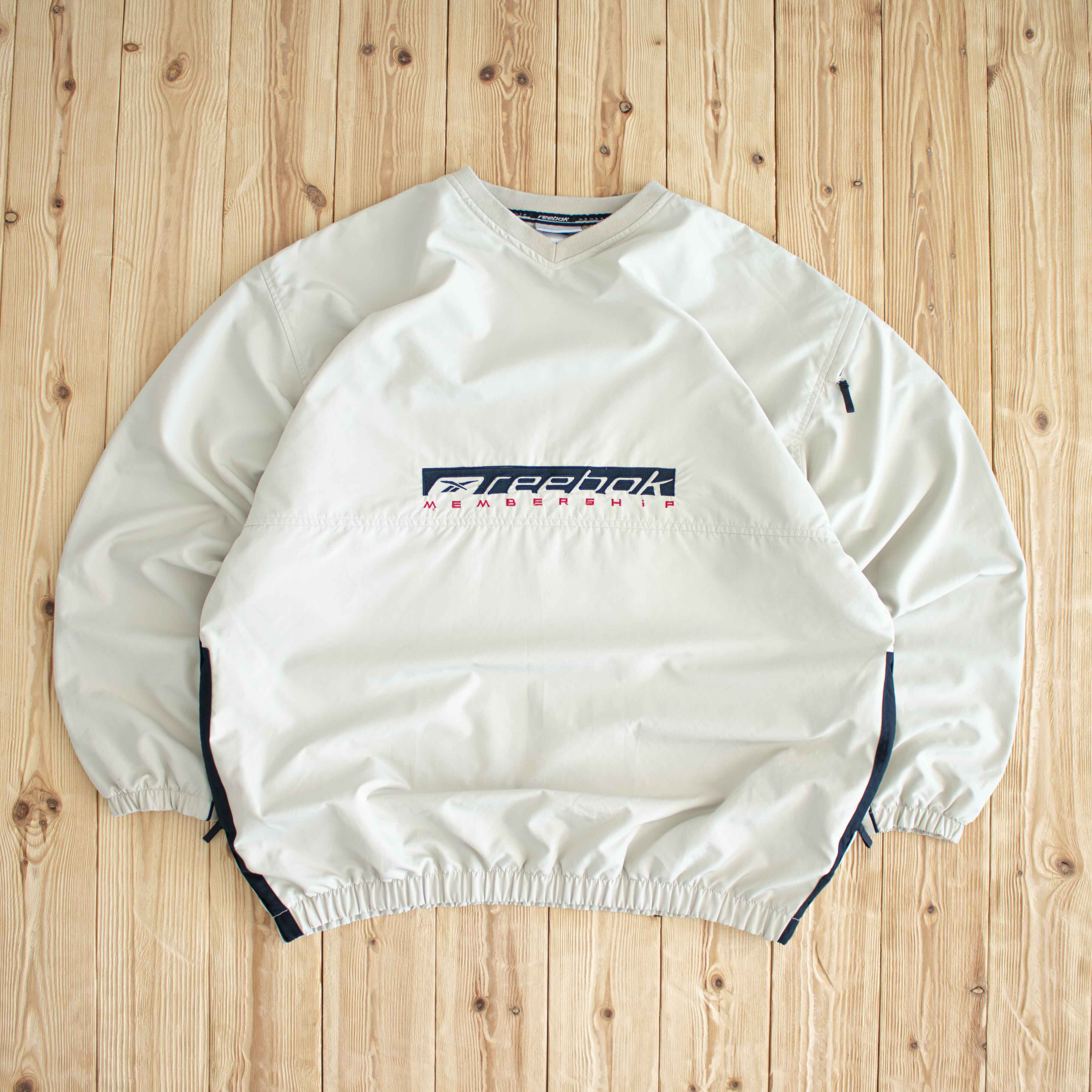 (XL/XXL) Reebok Membership Vintage Embroidered Windbreaker Beige