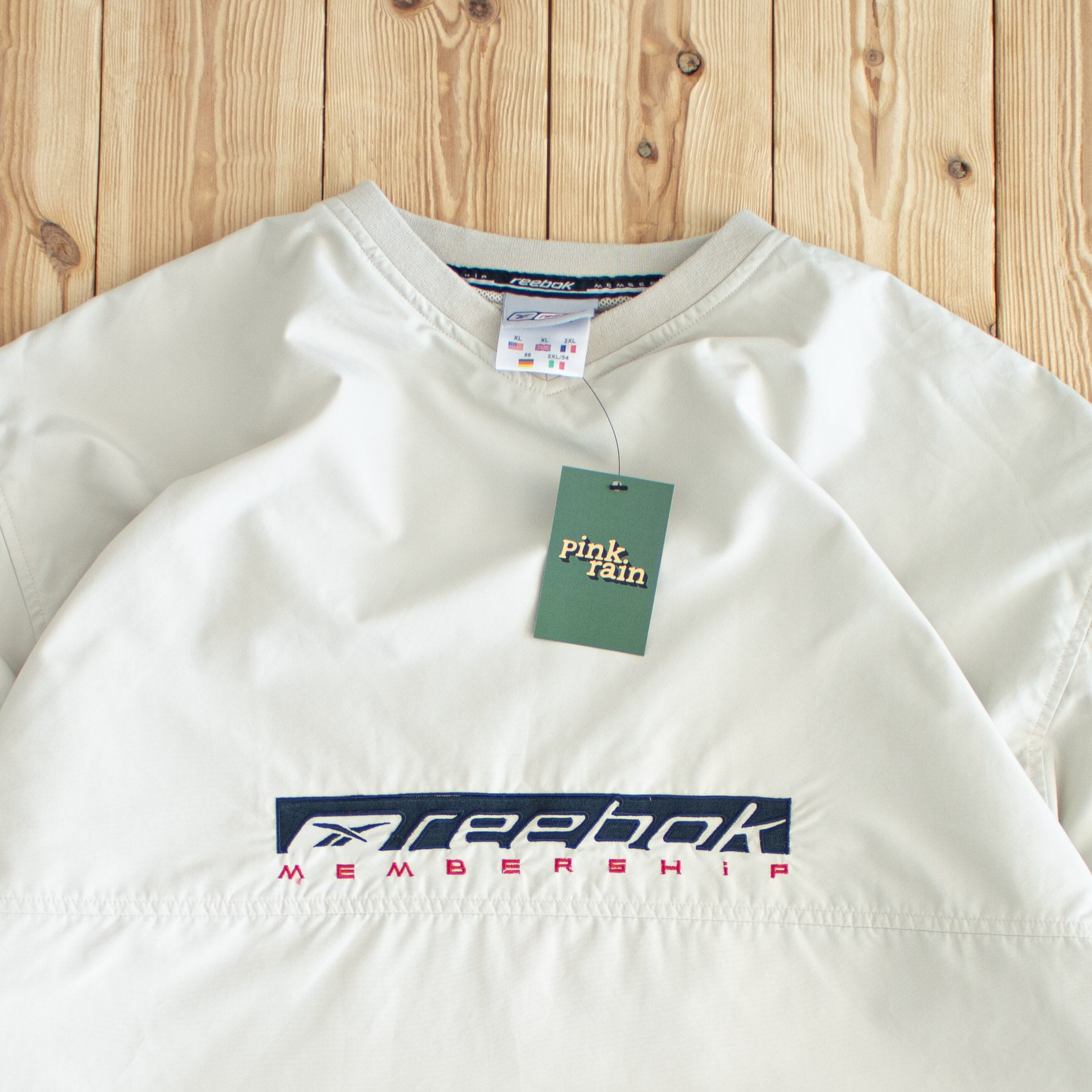 (XL/XXL) Reebok Membership Vintage Embroidered Windbreaker Beige