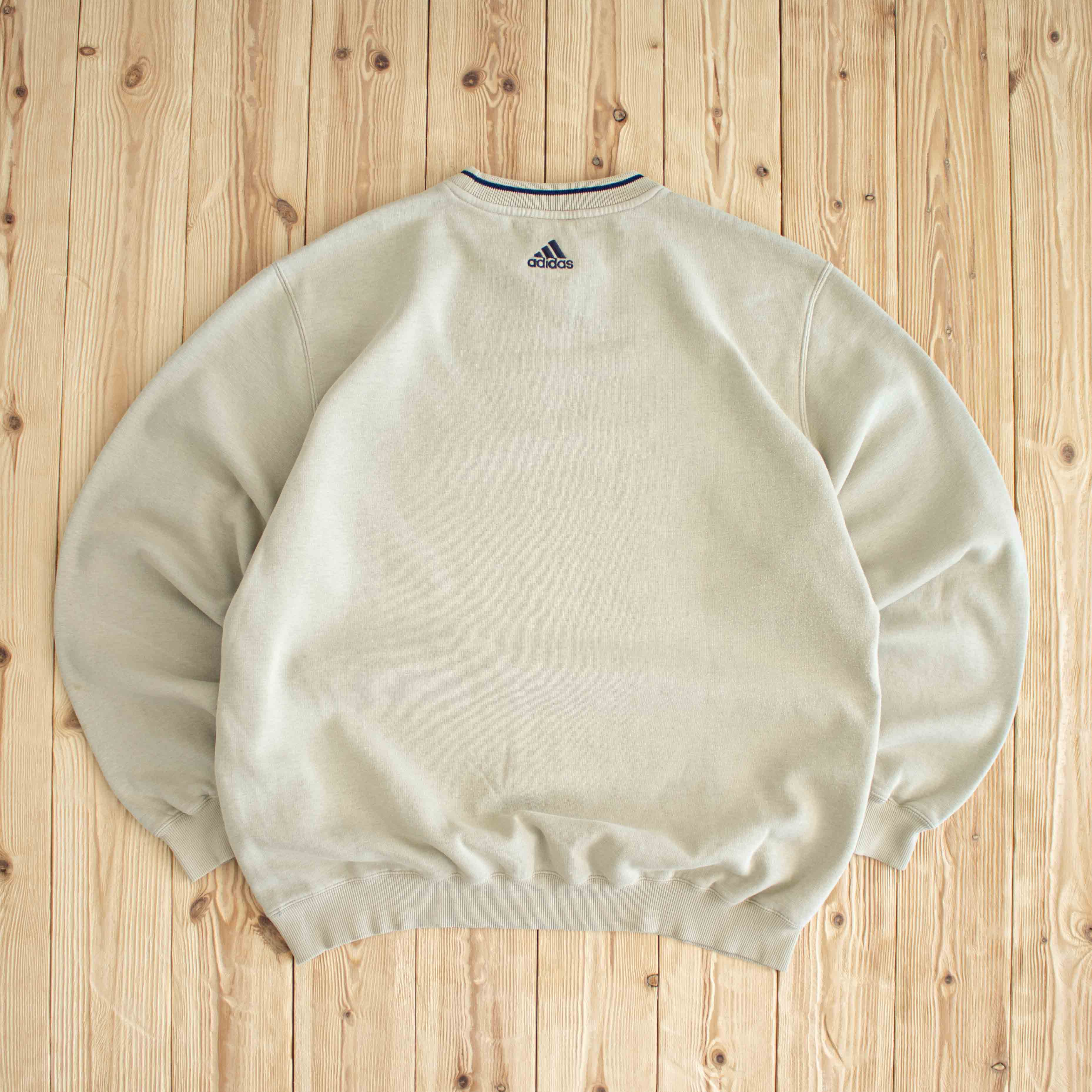 (L/XL) Adidas Vintage Essential Embroidered Sweatshirt Beige