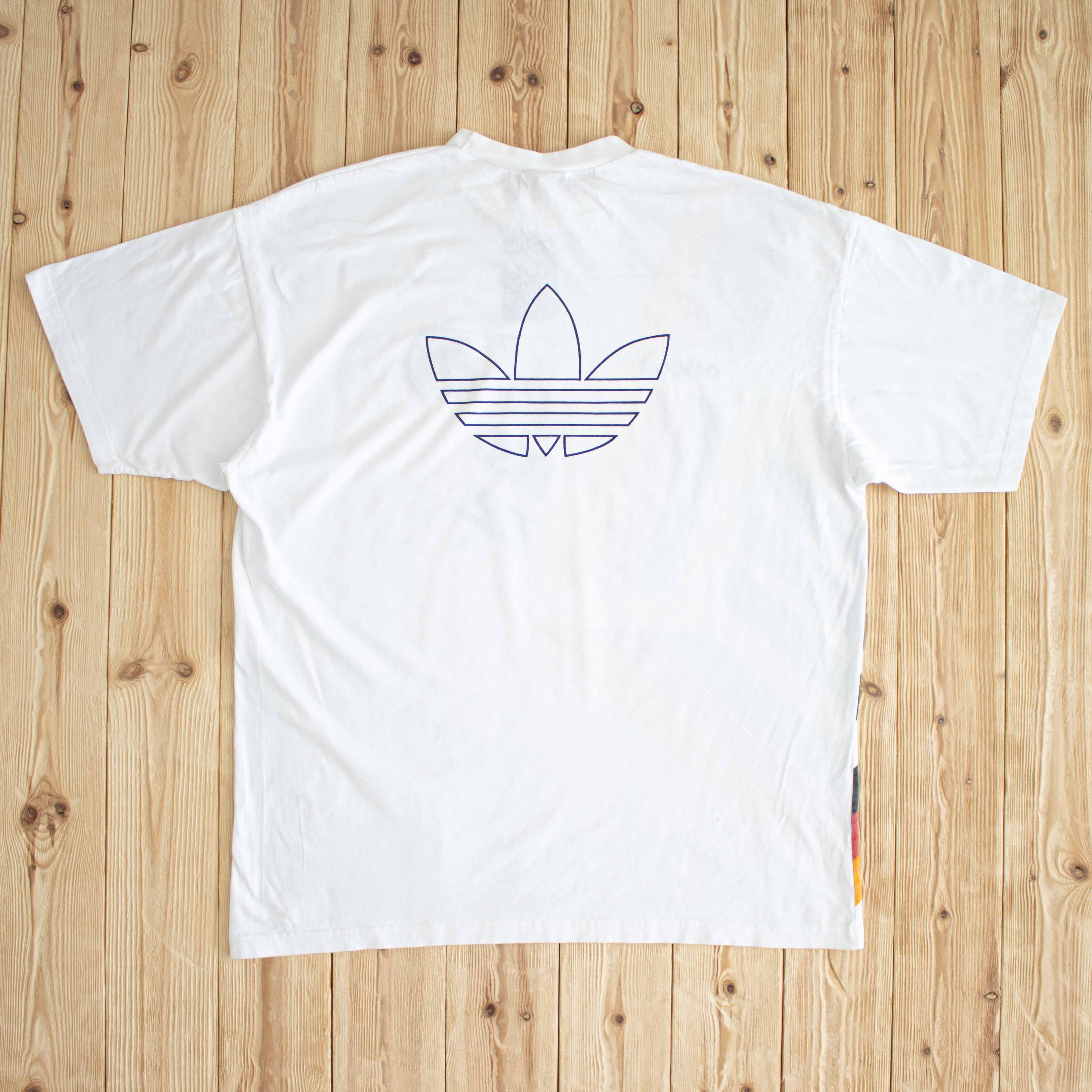 (L/XL) 1992 Adidas Deutscher Fussball-Bund Vintage Embroidered T-Shirt White