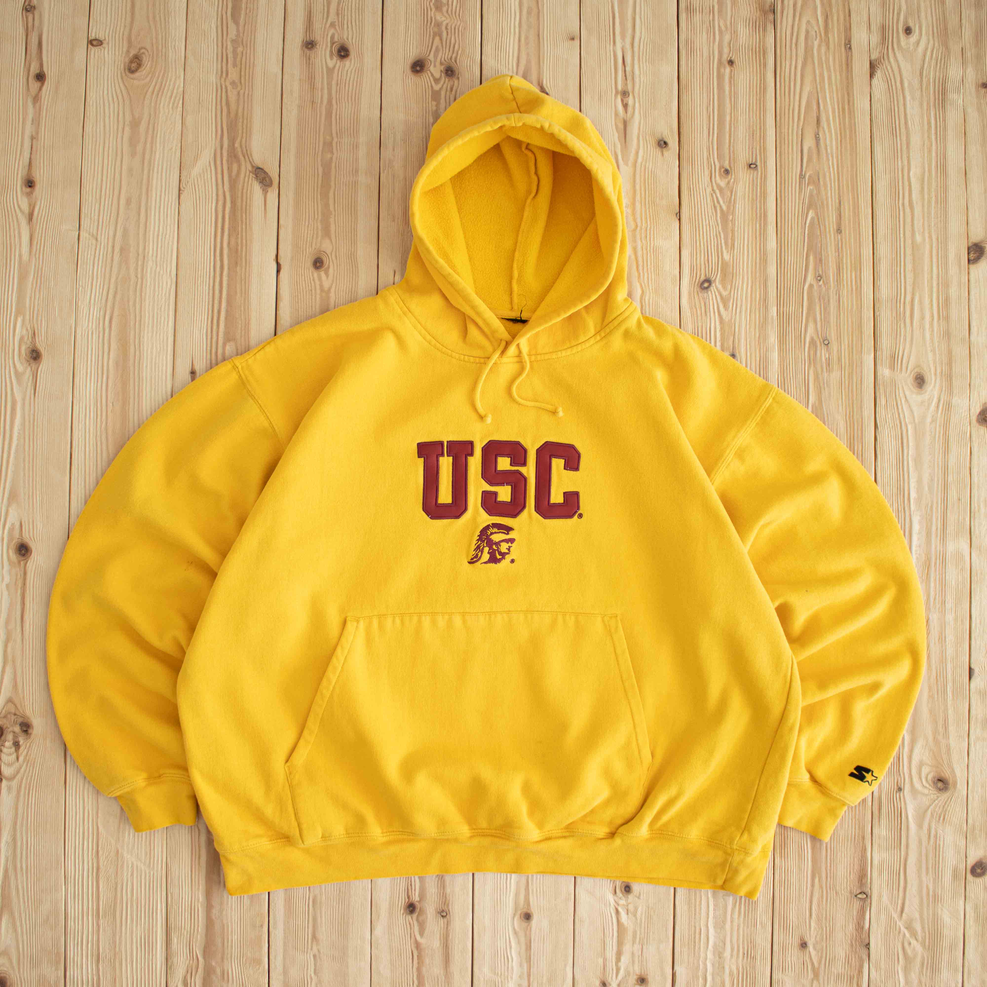 (XL) Starter USA Vintage Embroidered Hoodie Yellow