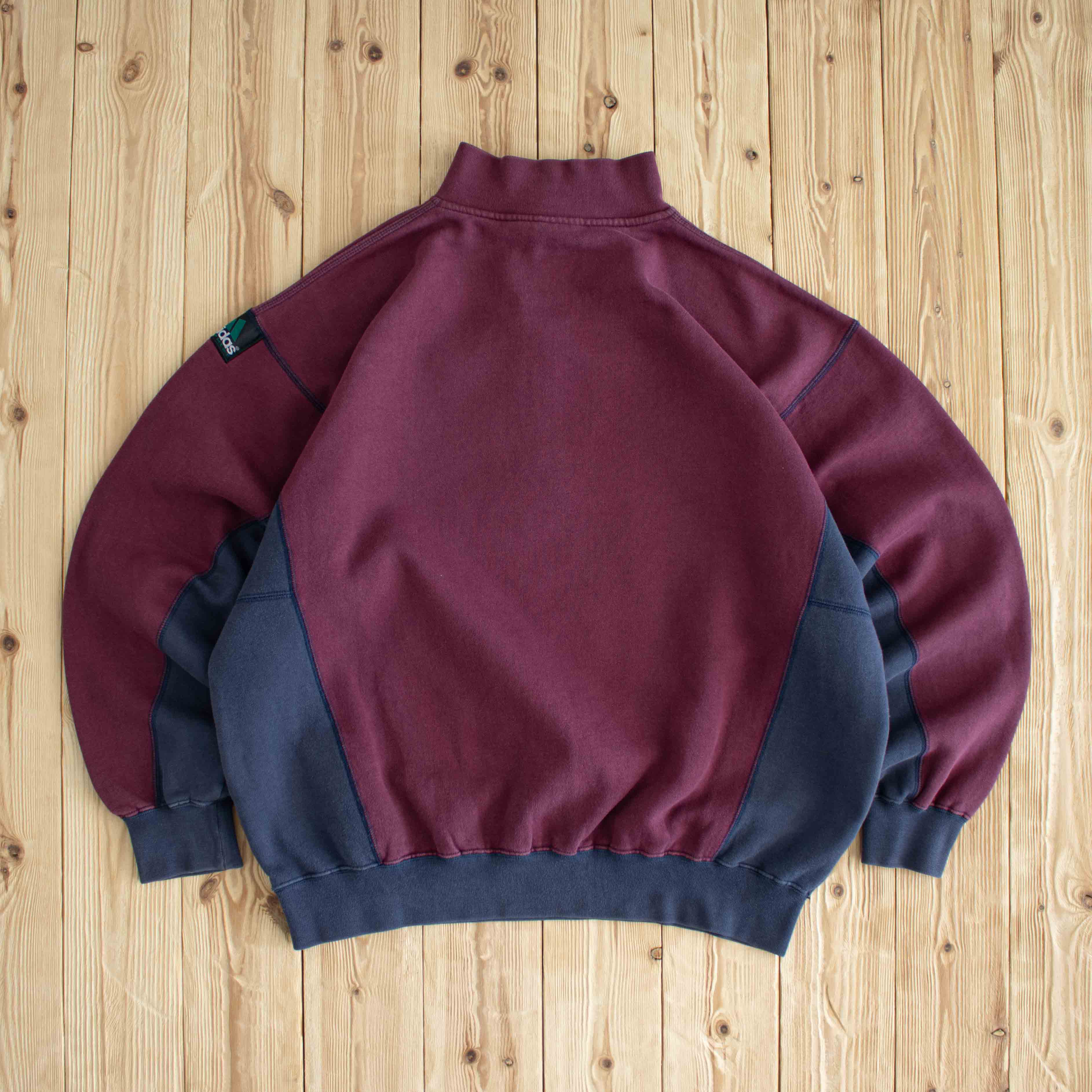 (XL) Adidas Equipment Vintage Embroidered Quarter-Zip Burgundy Red