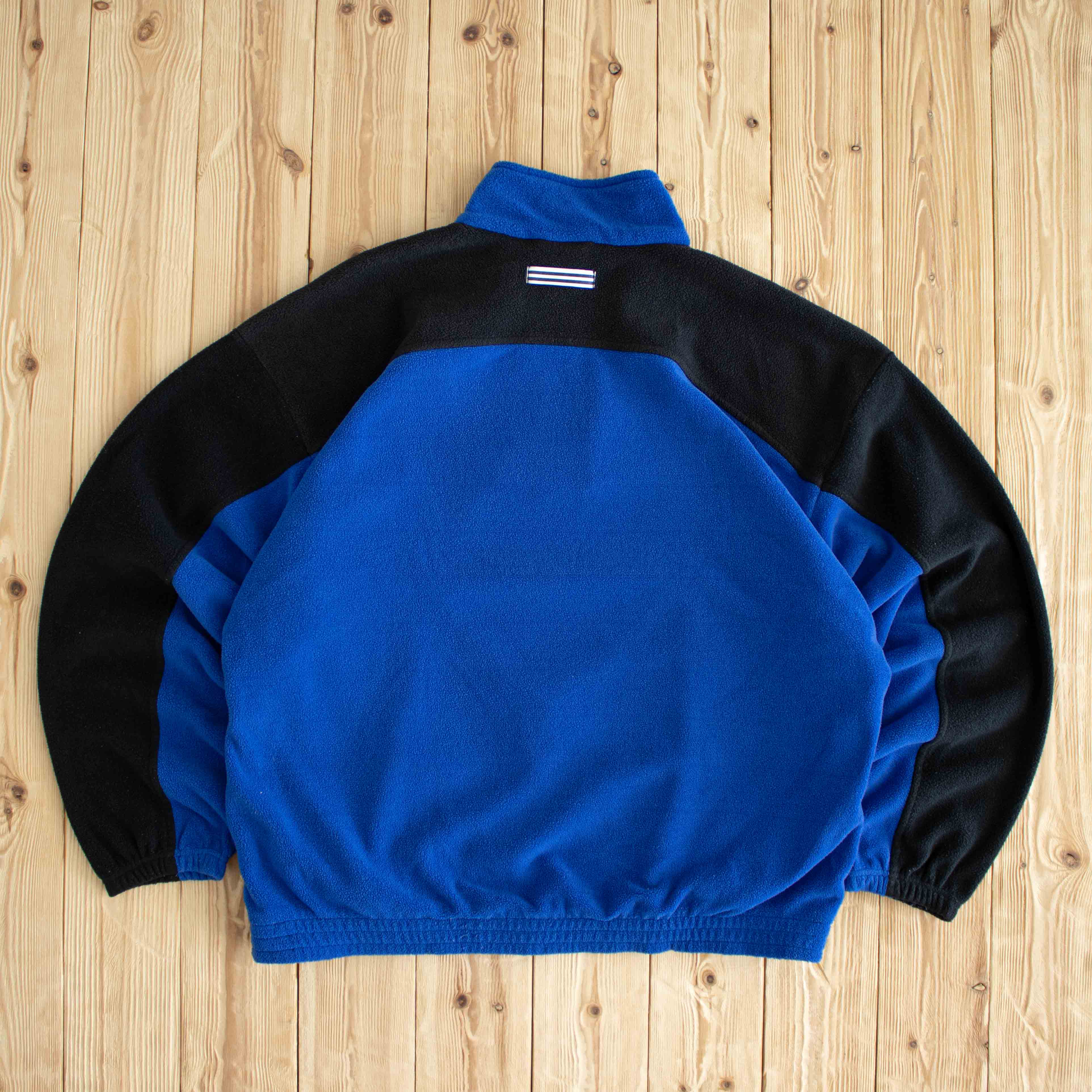 (L/XL) Adidas Vintage Embroidered Fleece Quarter-Zip Blue