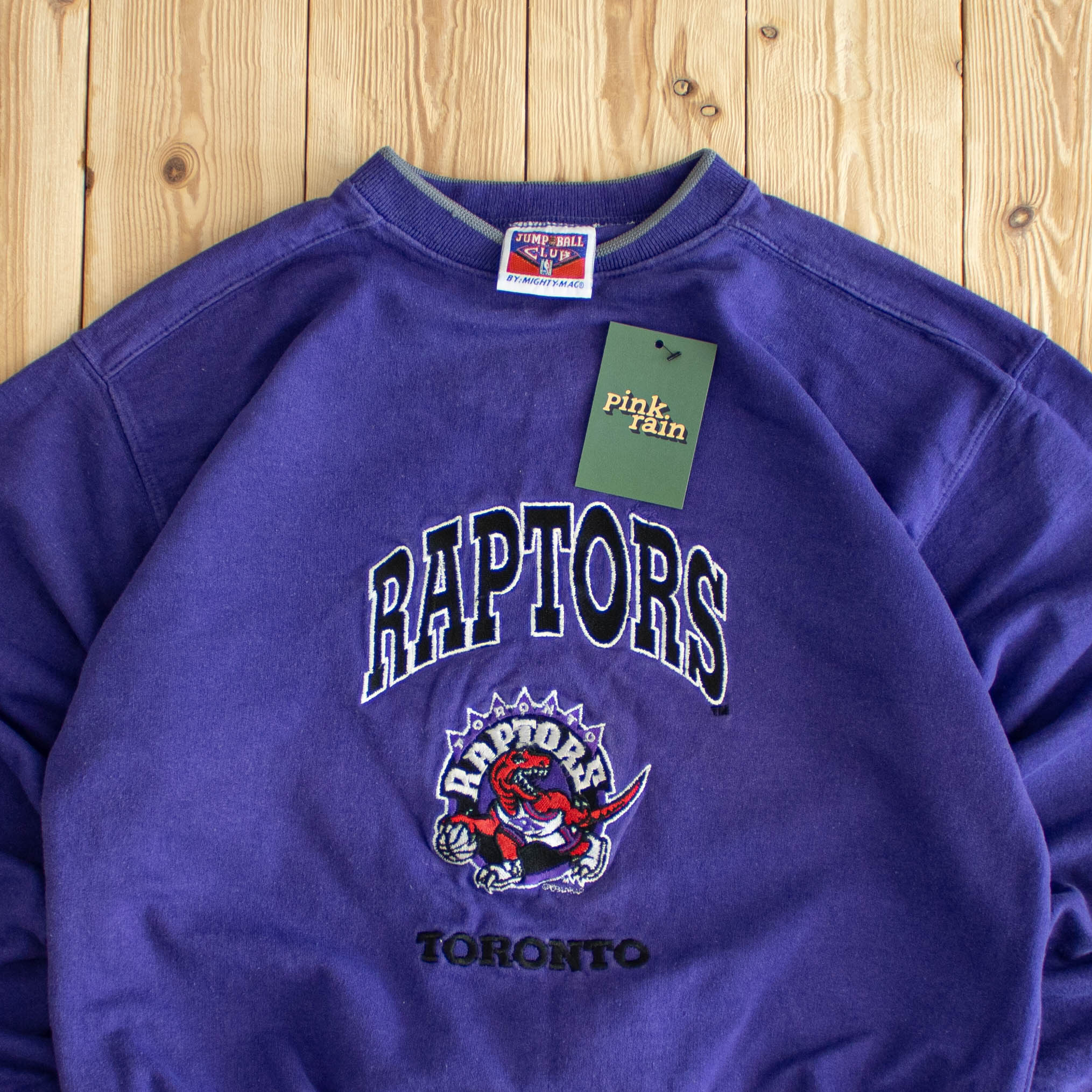 (S) Mighty Mac Toronto Raptors Vintage Embroidered Sweatshirt Purple
