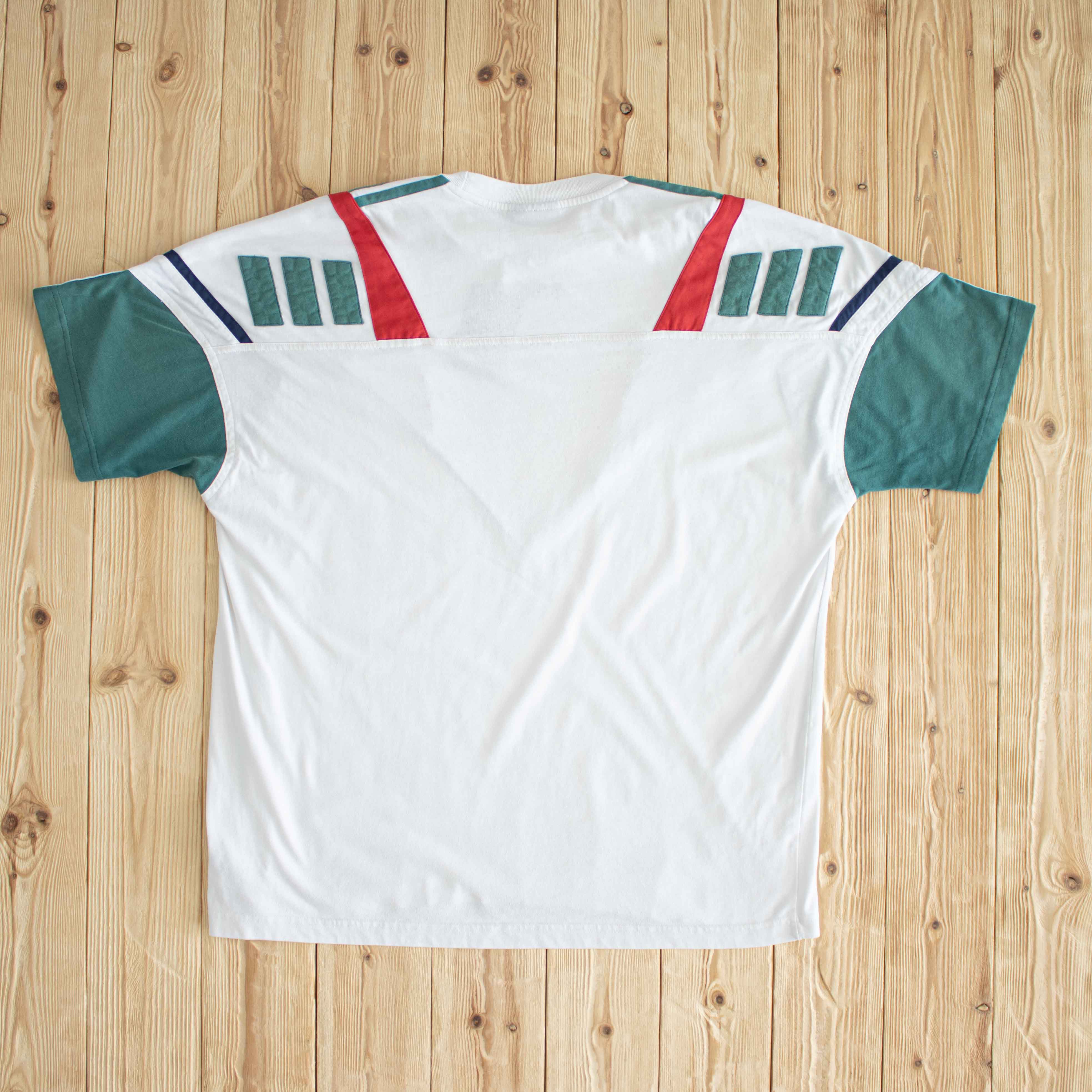 (L/XL) Adidas Vintage Side Stripe Embroidered T-Shirt White