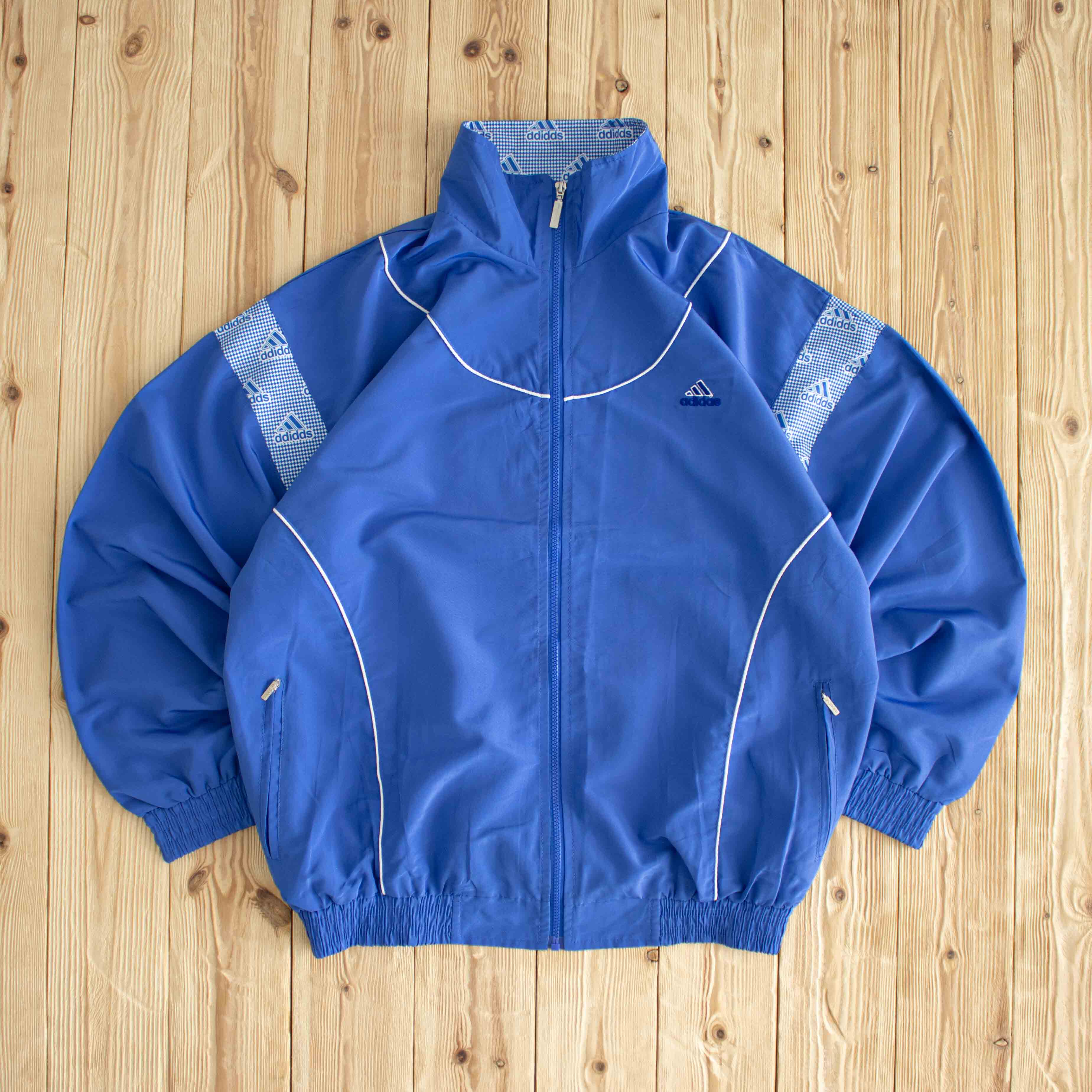 (L) Adidas Vintage Embroidered Jacket Blue