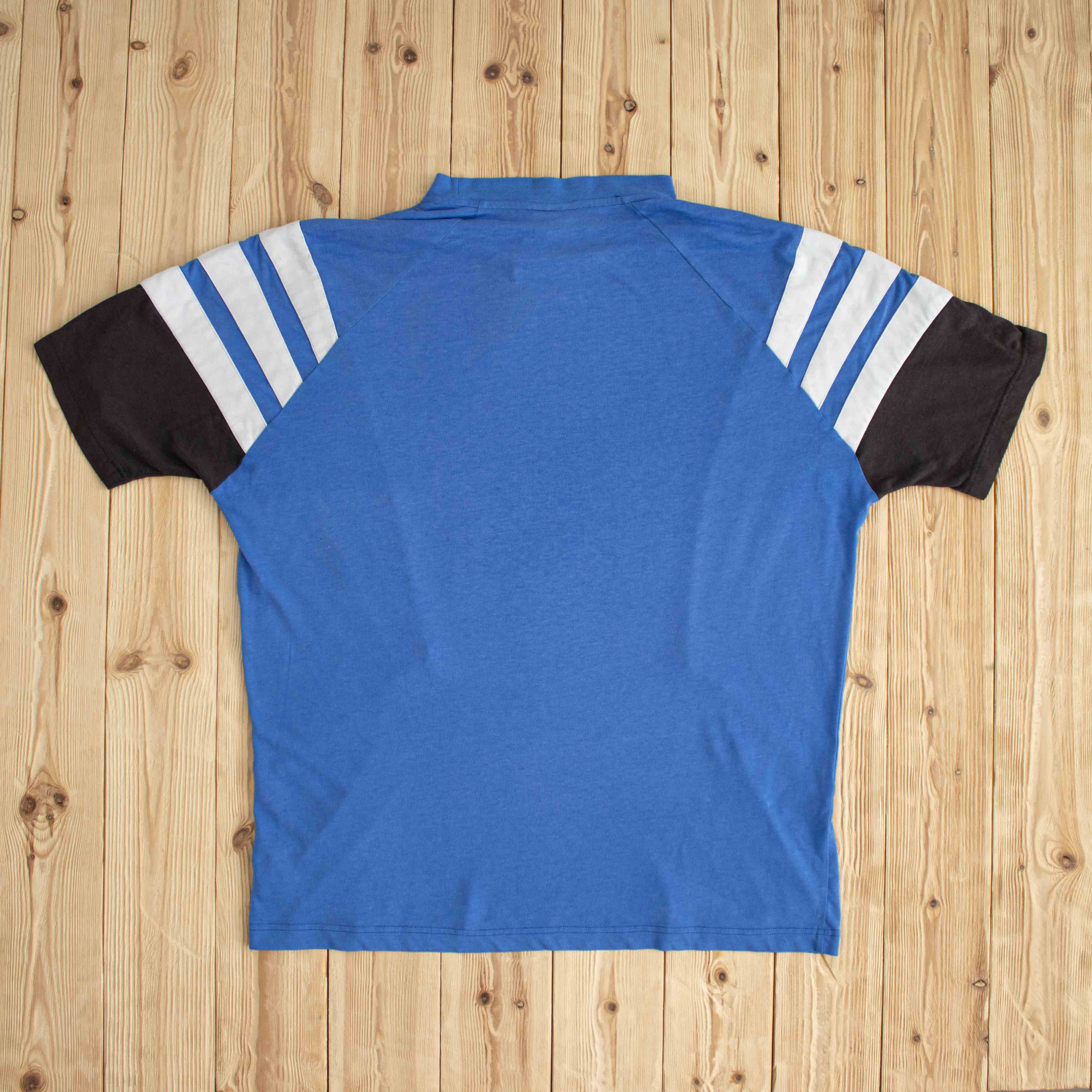 (L) Adidas Vintage Side Stripes Embroidered T-Shirt Blue