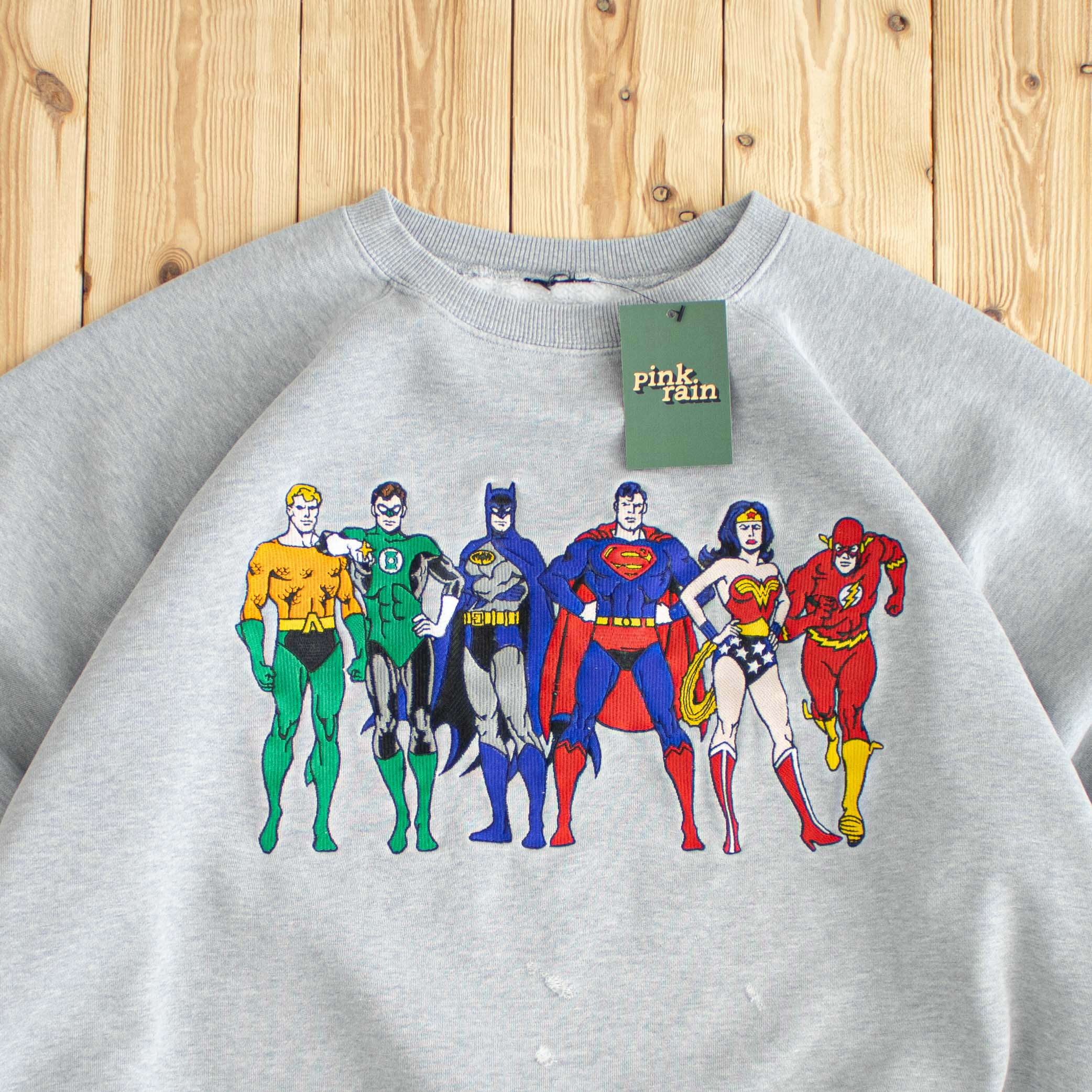 (M/L) Marvel Justice League America Vintage Embroidered Sweatshirt Gray