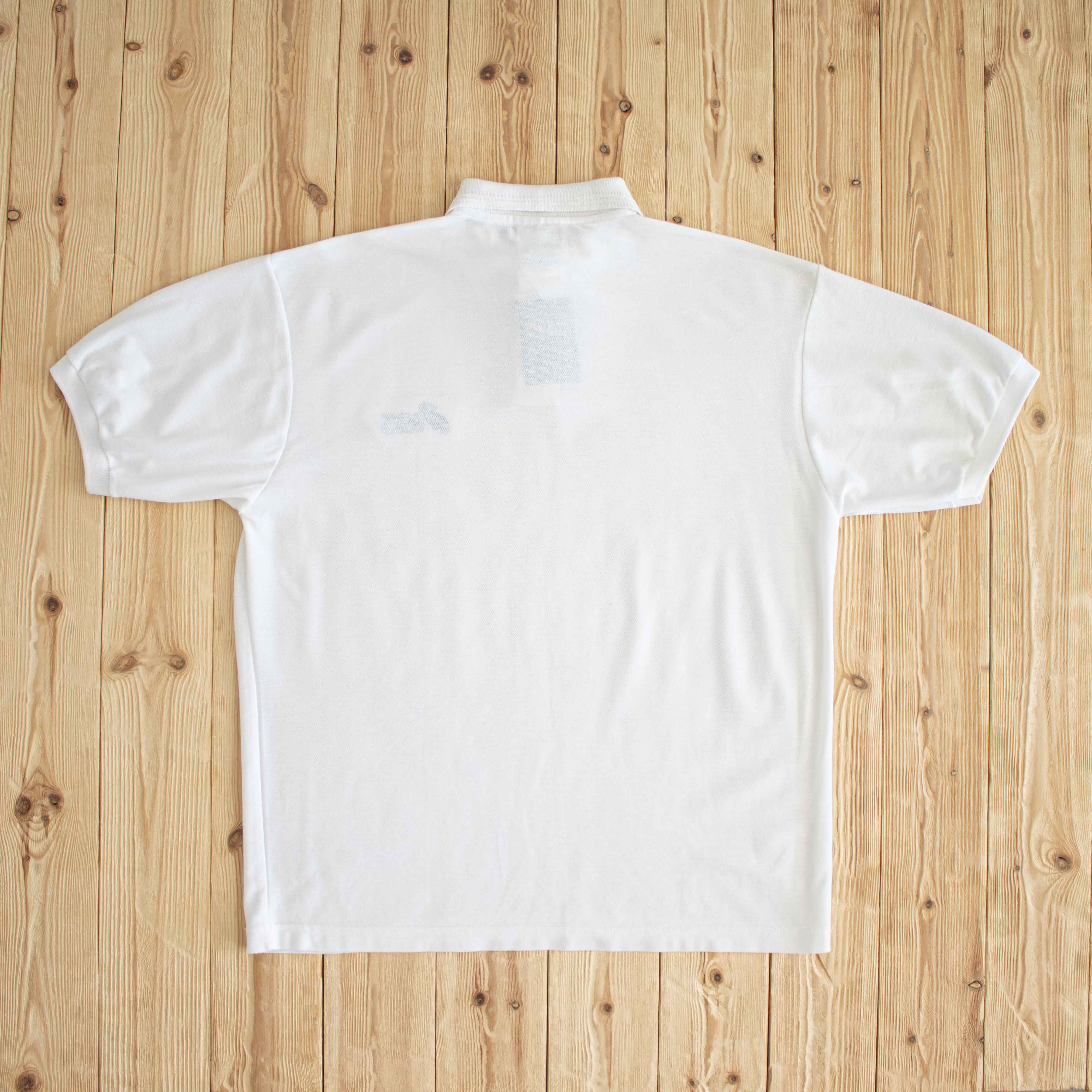(L) Asics Vintage Embroidered Button Up Polo White