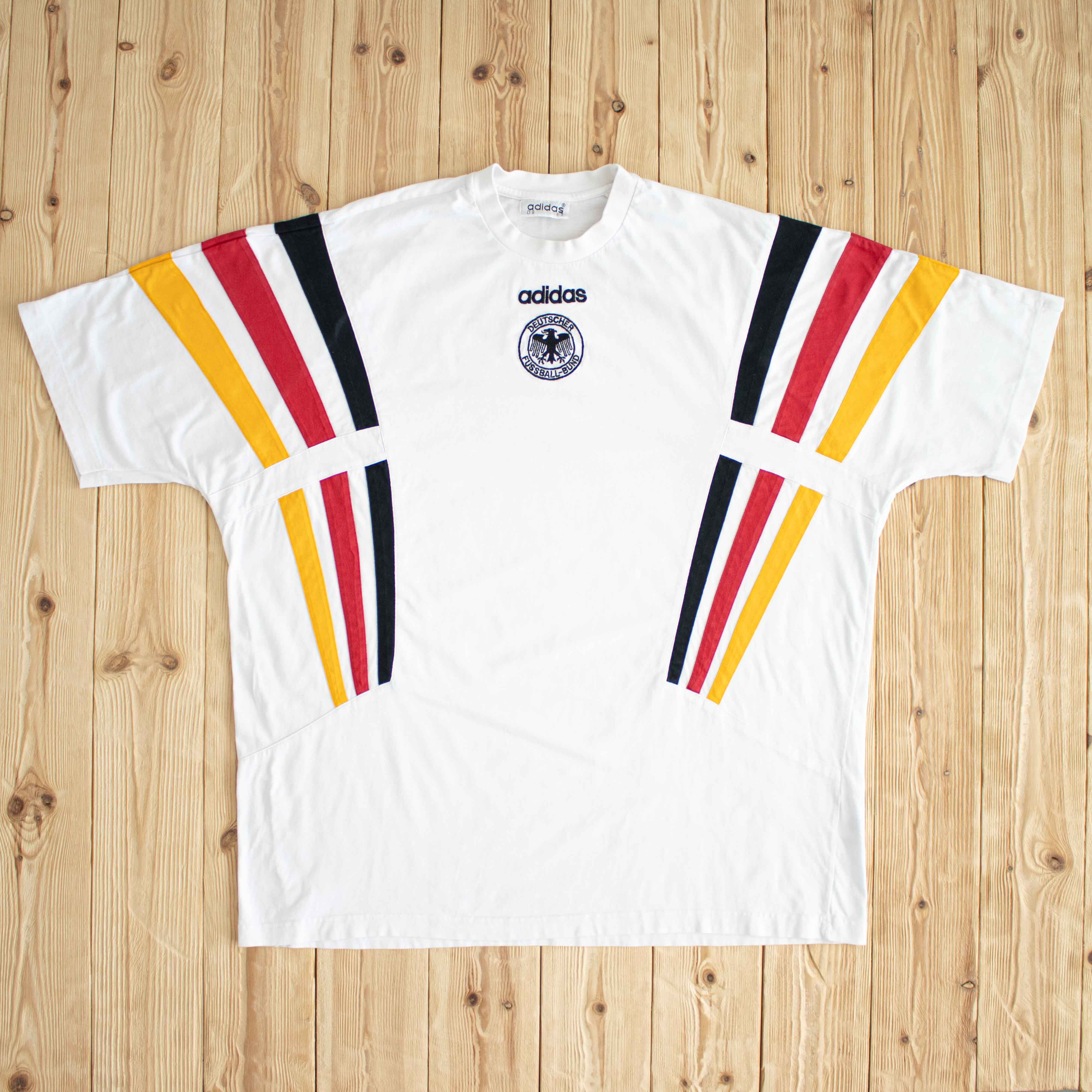 (XL) 1996 Adidas Deutscher Fussball-Bund Vintage Embroidered T-Shirt White