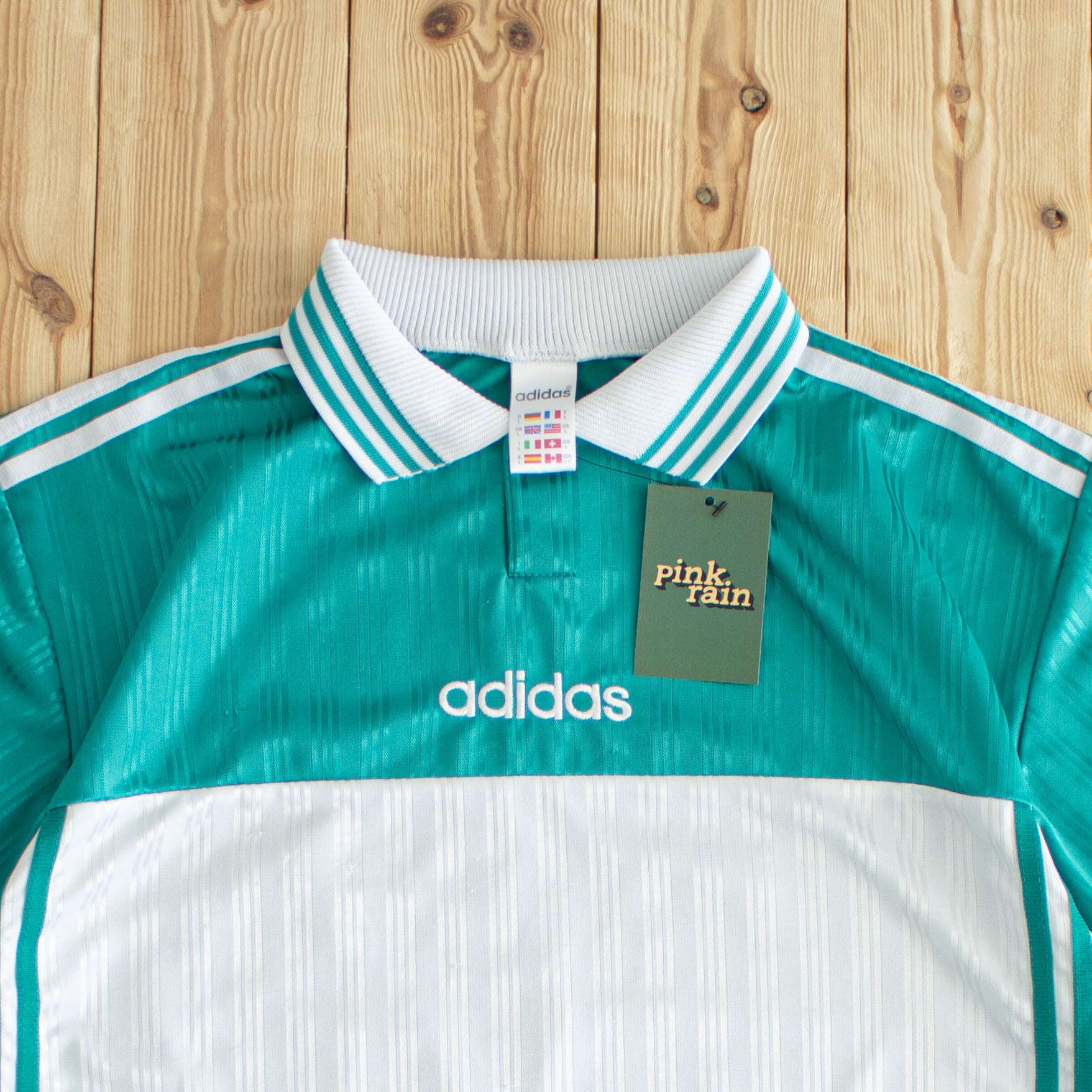 (L) Adidas Mini #18 Vintage Embroidered Jersey Blue/Green