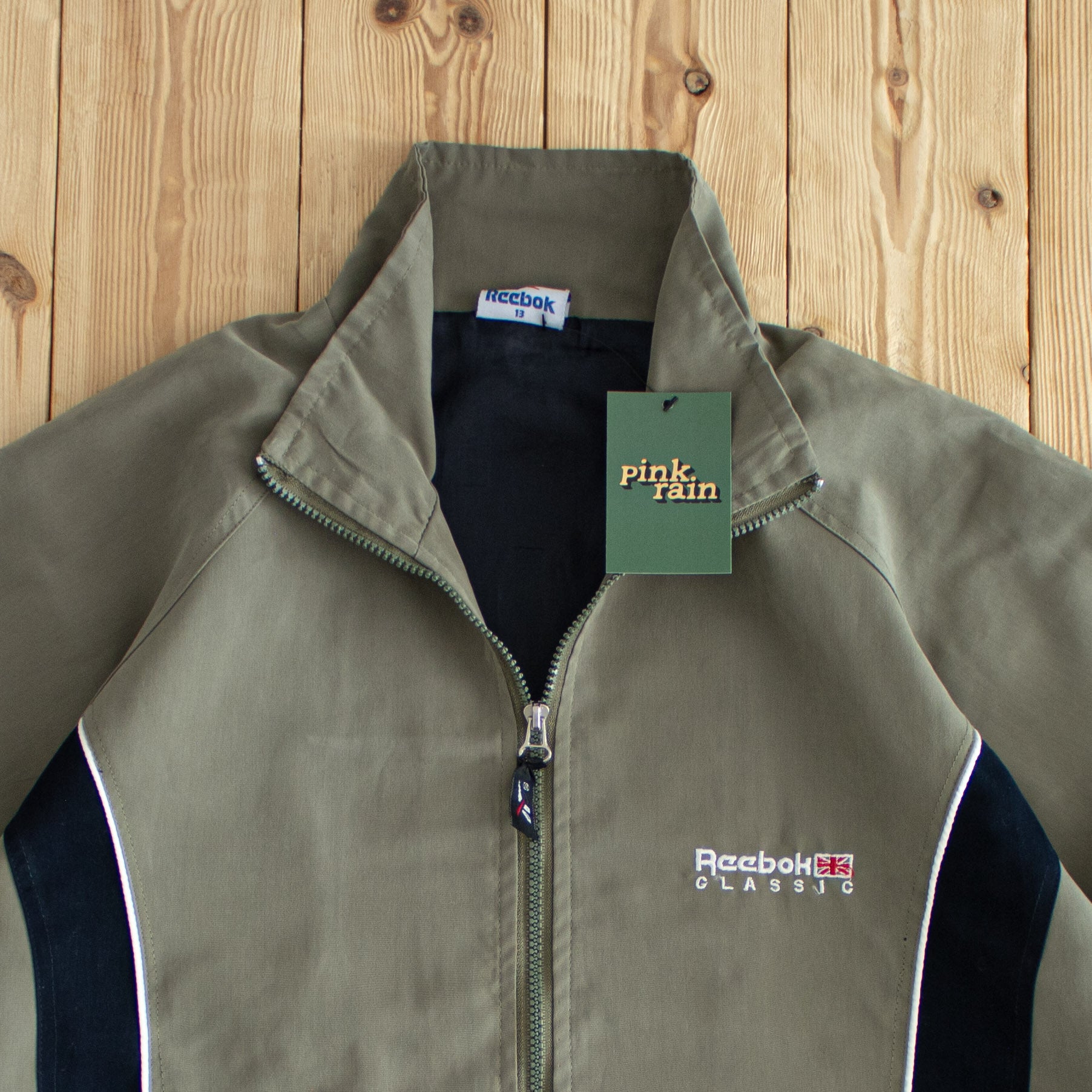 (L/XL) Reebok Classic Vintage Embroidered Jacket Green