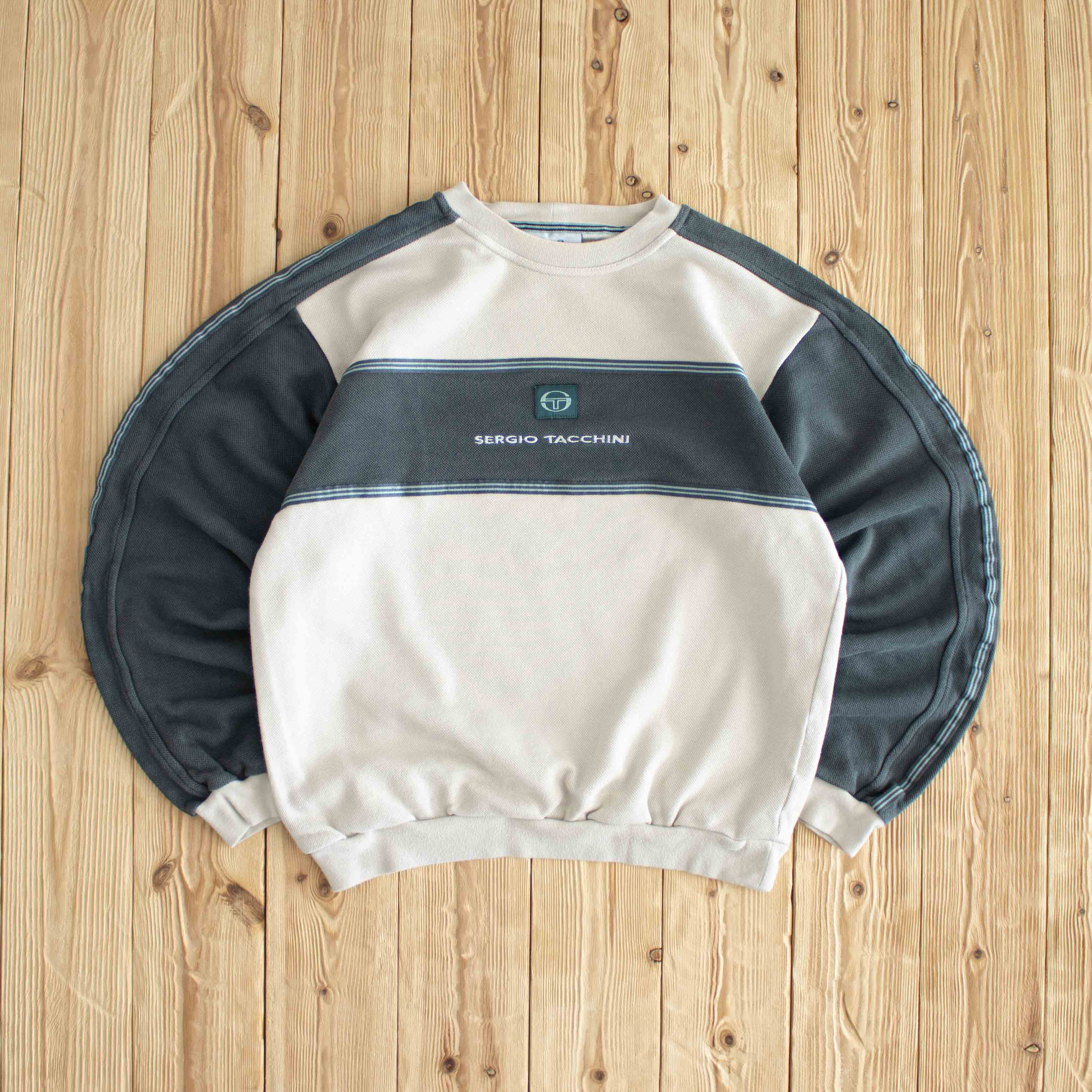 (S) Sergio Tacchini Vintage Embroidered Sweatshirt Beige