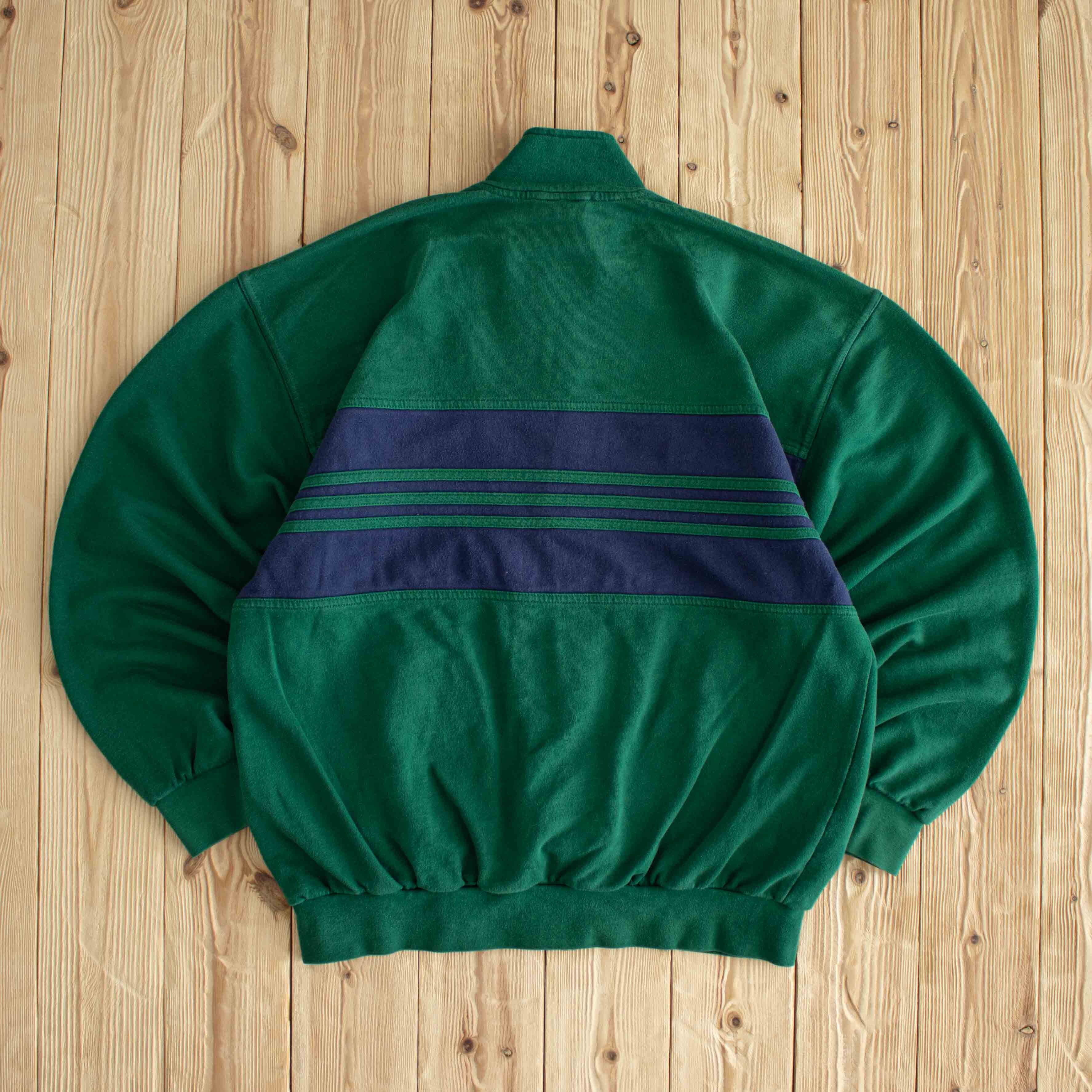 (M/L) Adidas Vintage Embroidered Full-Zip Sweatshirt Green