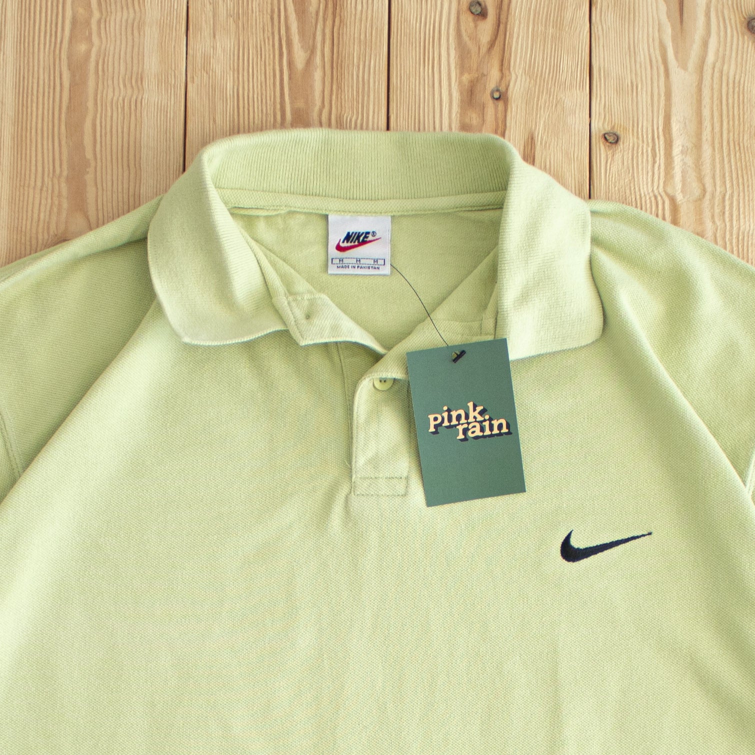 (M/L) Nike Vintage Essential Embroidered Button Up Polo Green