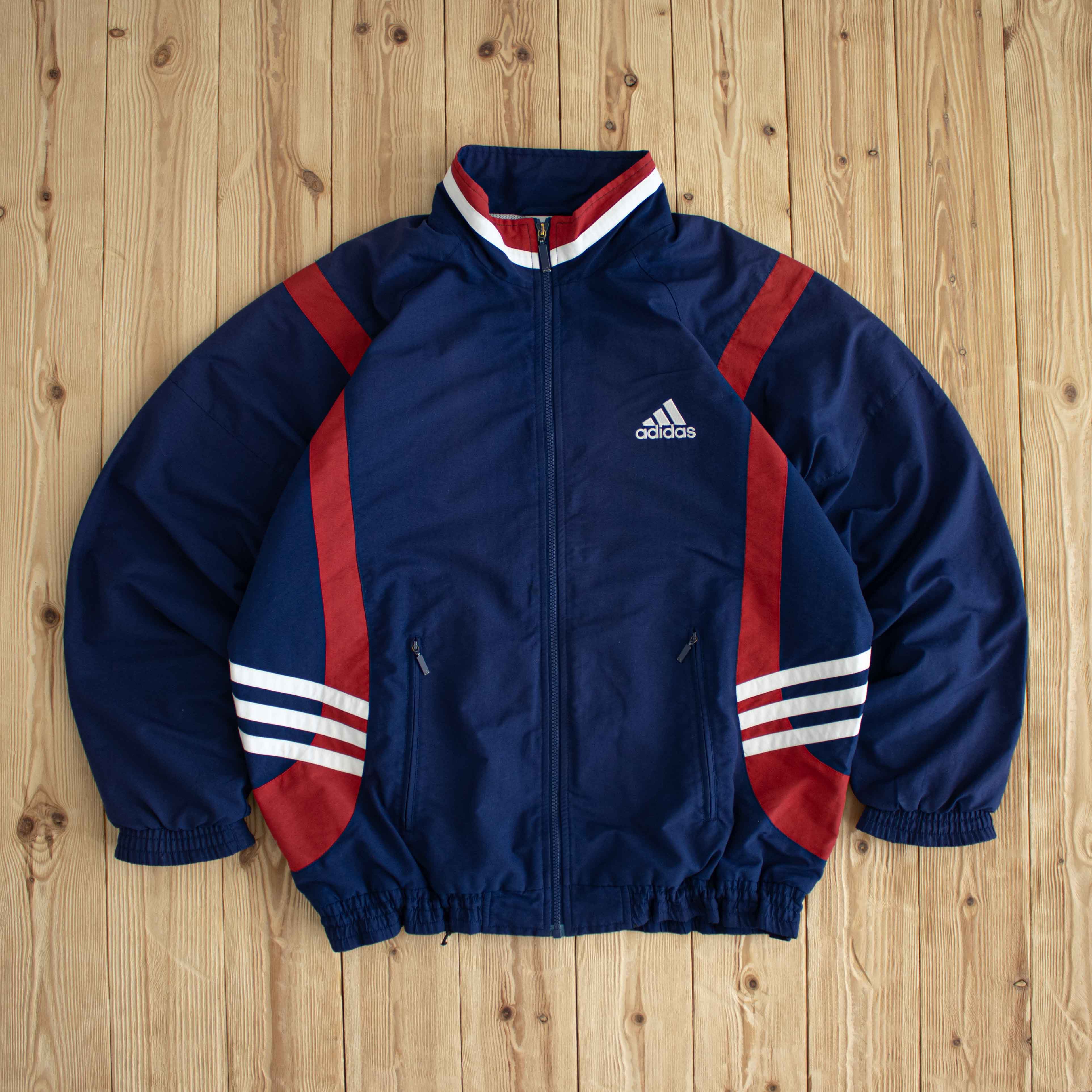 (L/XL) Adidas Vintage Embroidered Jacket Blue