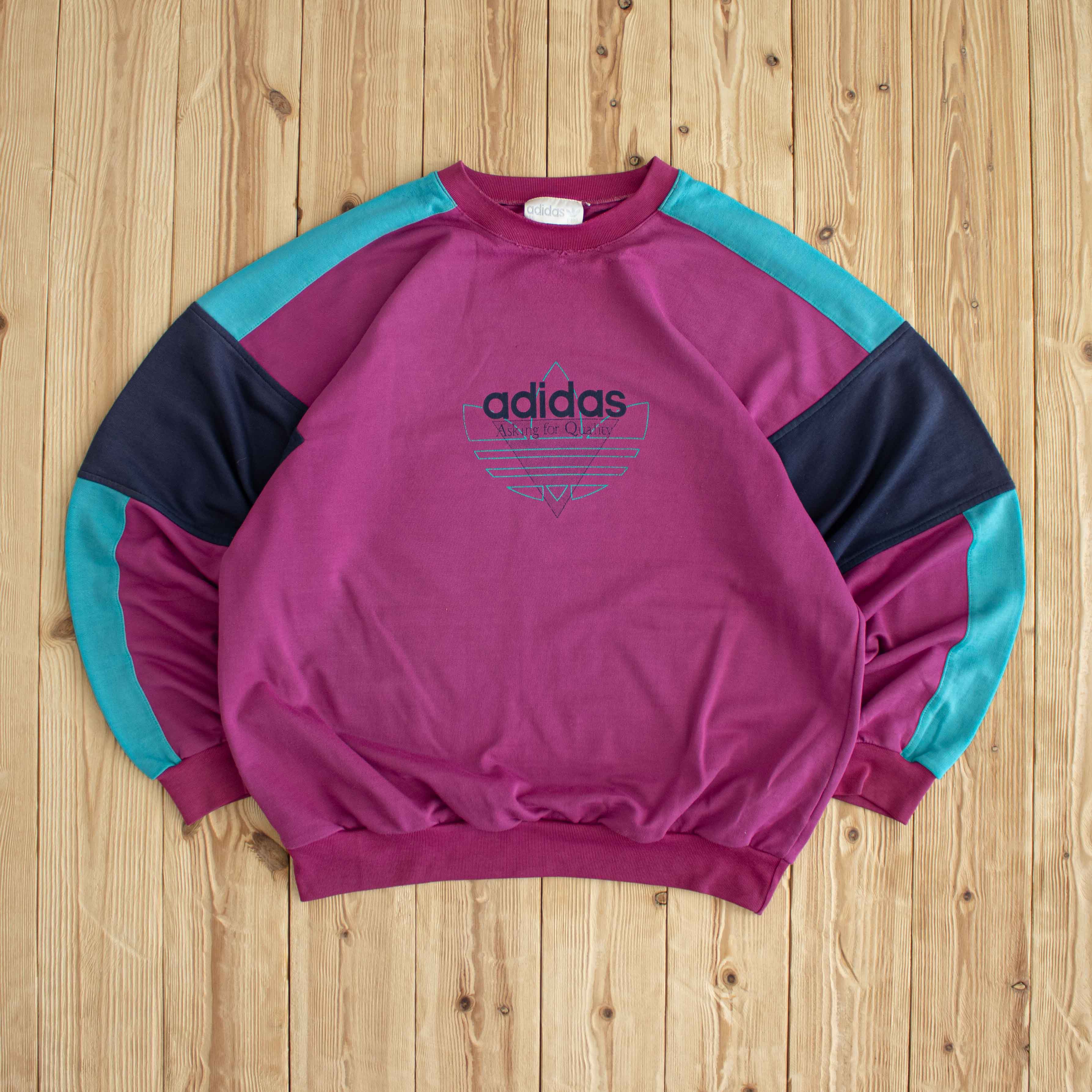 (M/L) Adidas 'Asking For Quality' Vintage Sweatshirt Pink