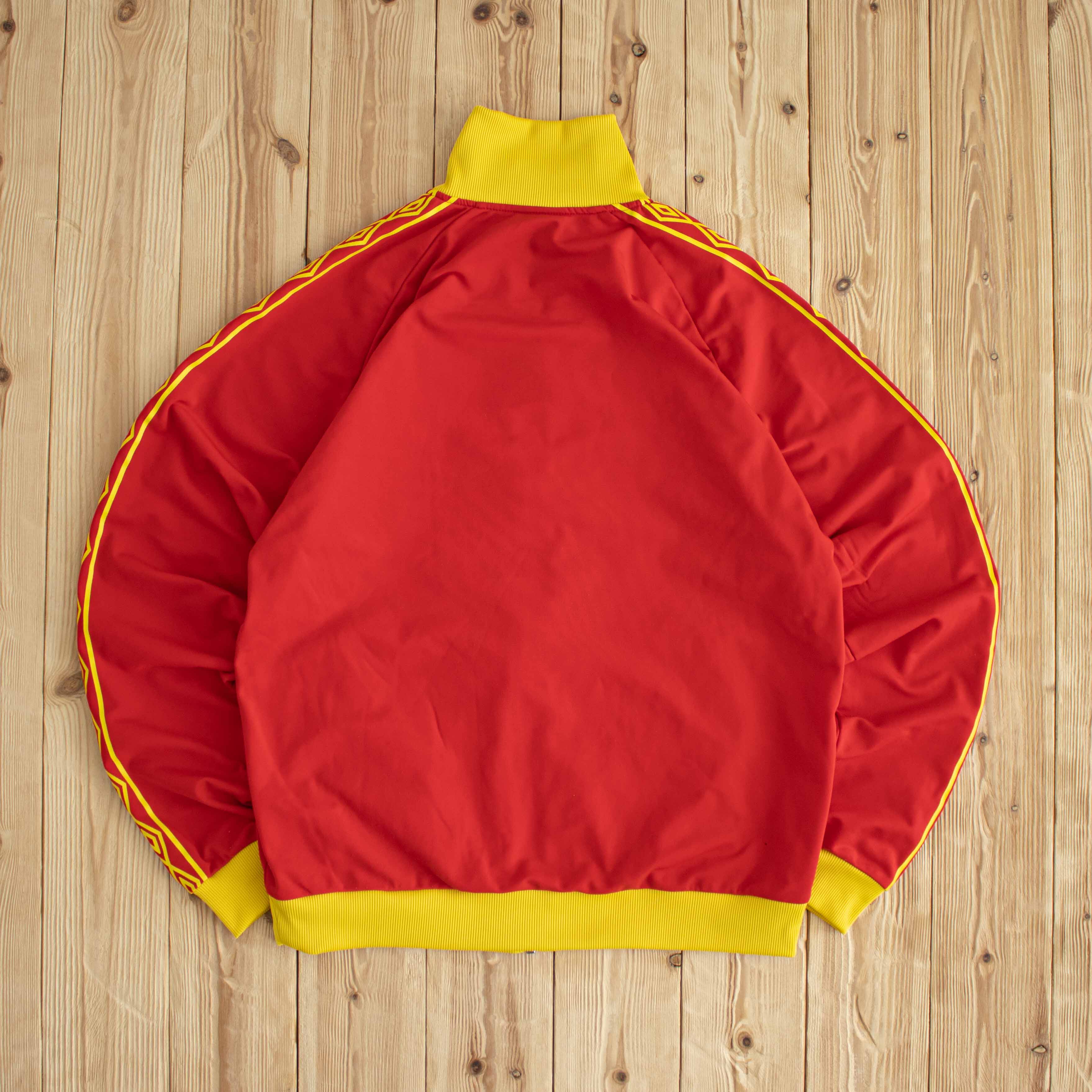 (M/L) Umbro Spain Vintage Embroidered Full-Zip Sweatshirt Red