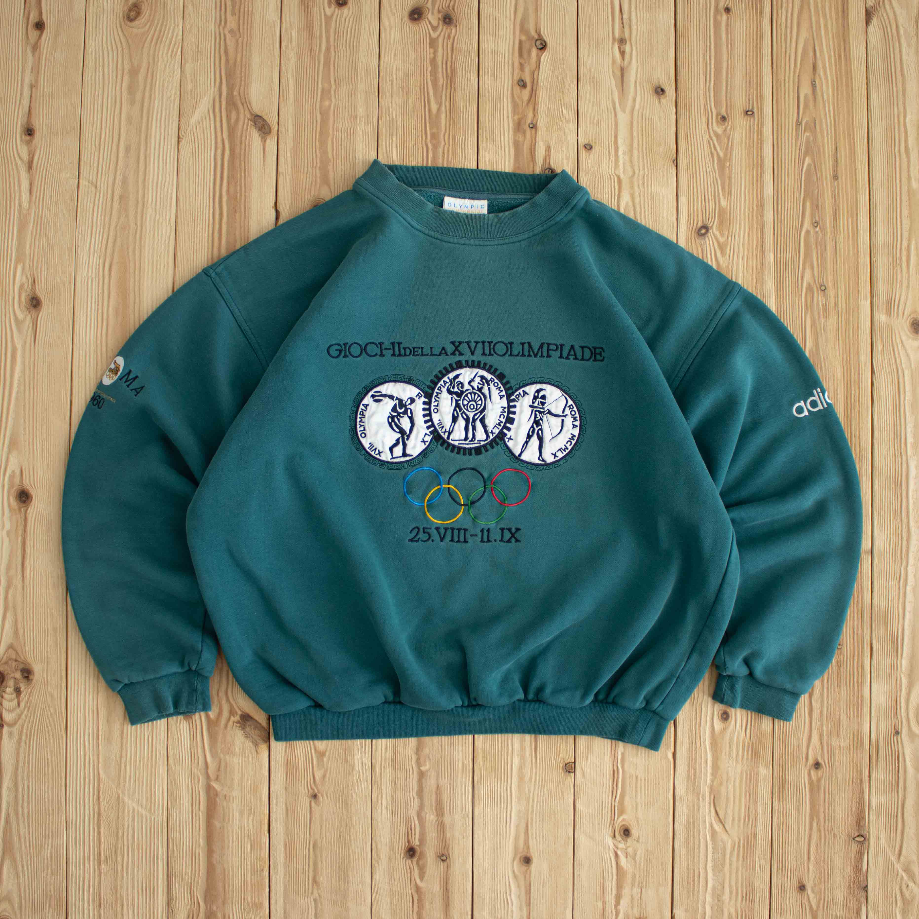 (M) Adidas Olympic 1960 Roma Giochi Delia XVII Olimpiade Vintage Embroidered Sweatshirt Green