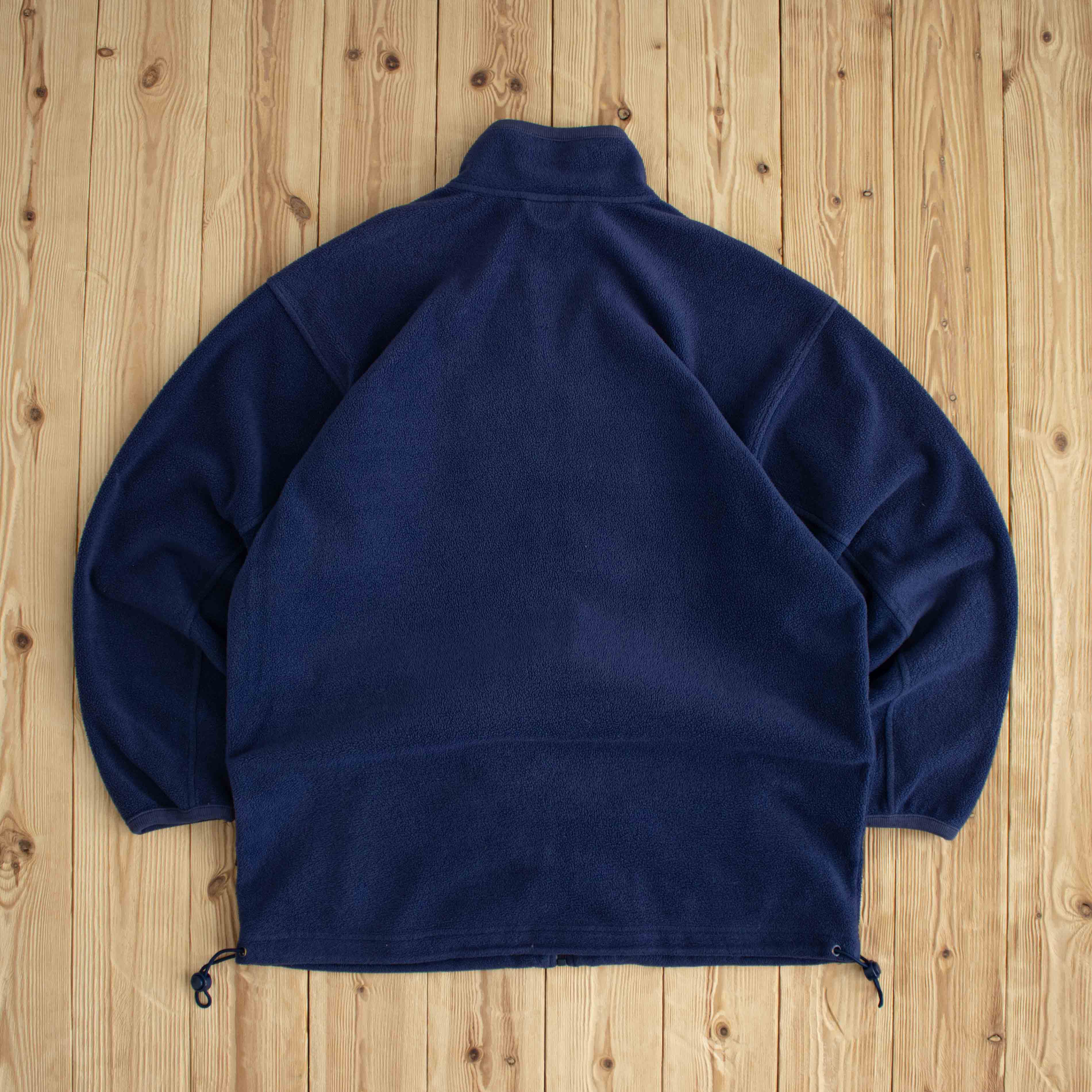 (L) Adidas Vintage Embroidered Full-Zip Fleece Sweatshirt Blue